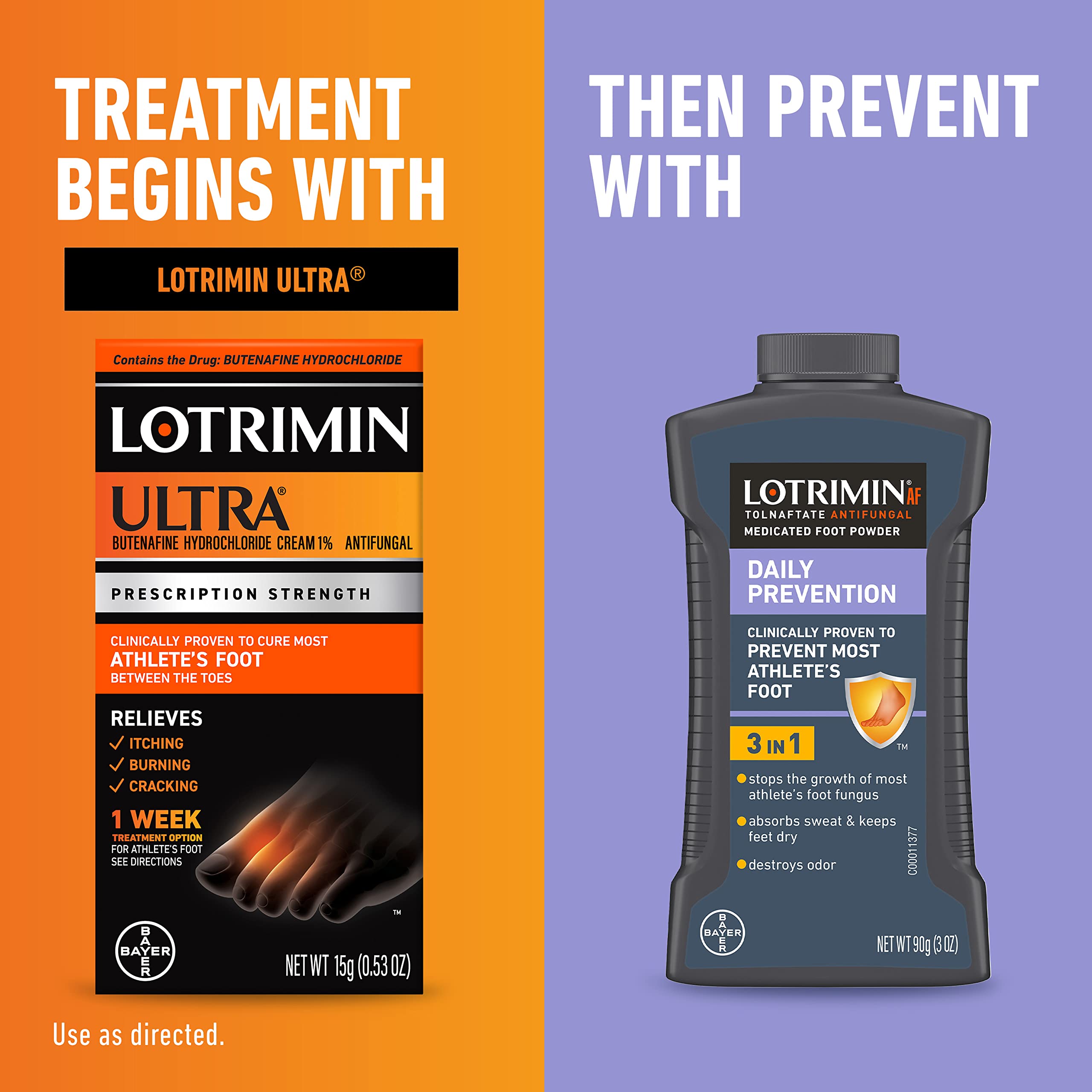 Lotrimin Ultra 1 Week Athlete's Foot Treatment, Prescription Strength Butenafine Hydrochloride 1%, Cures Most Athlete’s Foot Between Toes, Cream, 53 Ounce (15 Grams) (Packaging May Vary)