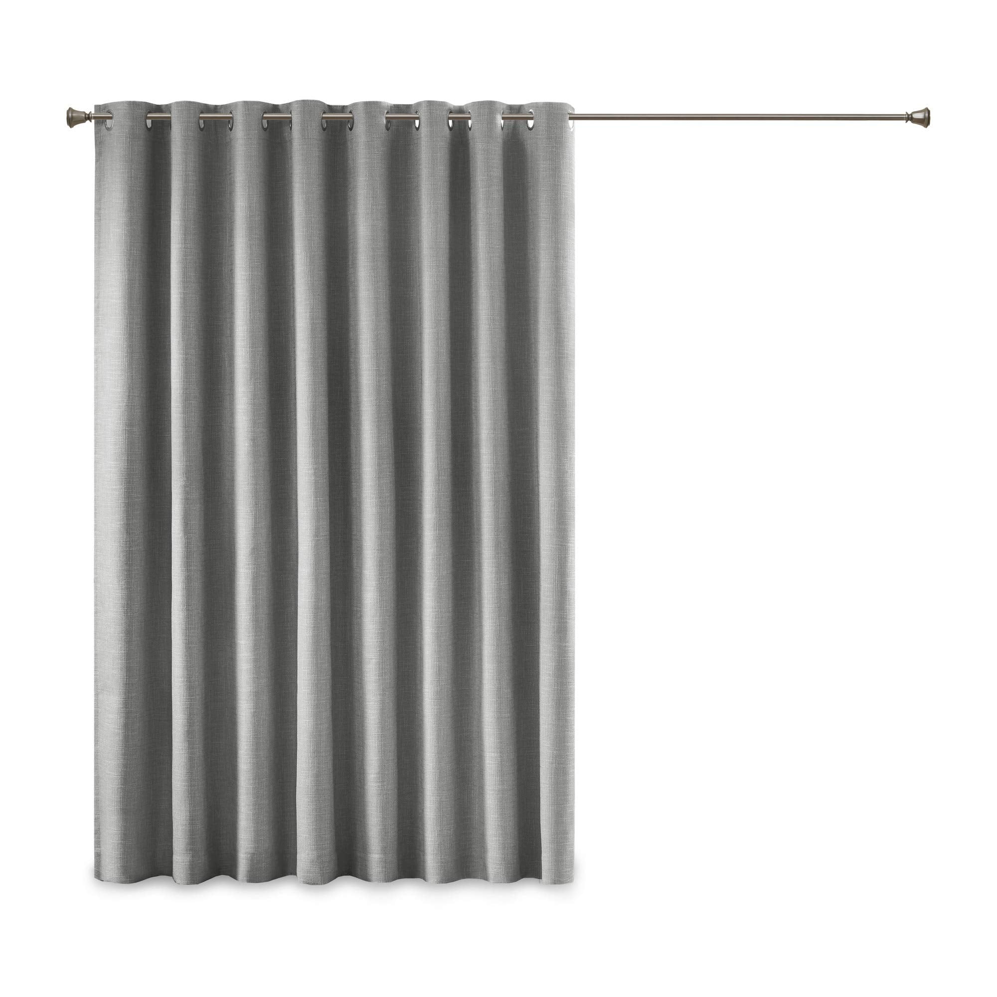 Sun Smart Maya Blackout Curtain Patio Single Window, Textured Heatherd Print, Grommet Top Living Room Décor, Thermal Insulated Light Blocking Drape for Bedroom and Apartments, 100x84, Grey