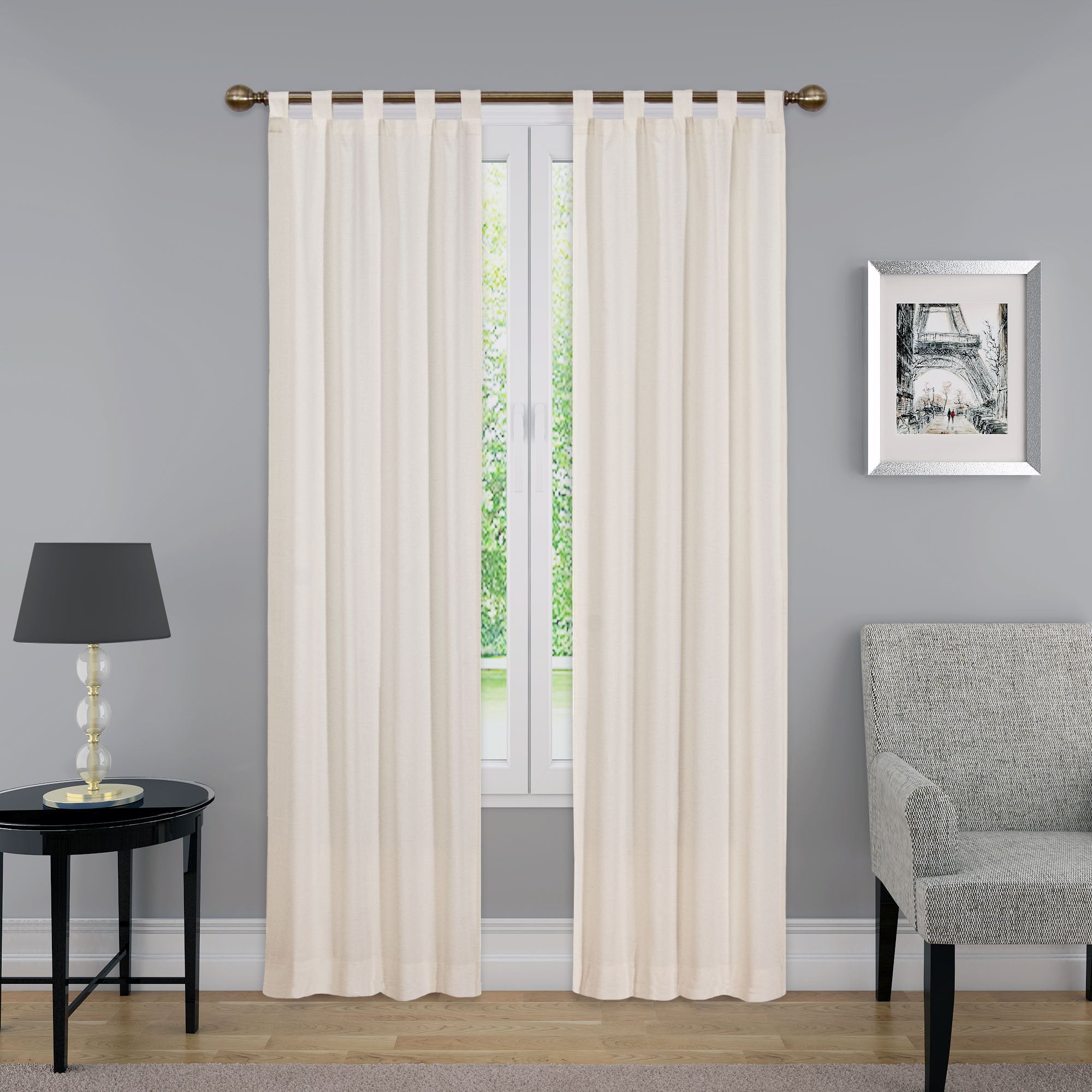 PAIRS TO GO Montana Modern Decorative Tab Top Window Curtains for Bedroom or Living Room (2 Panels), 30" x 95", Natural