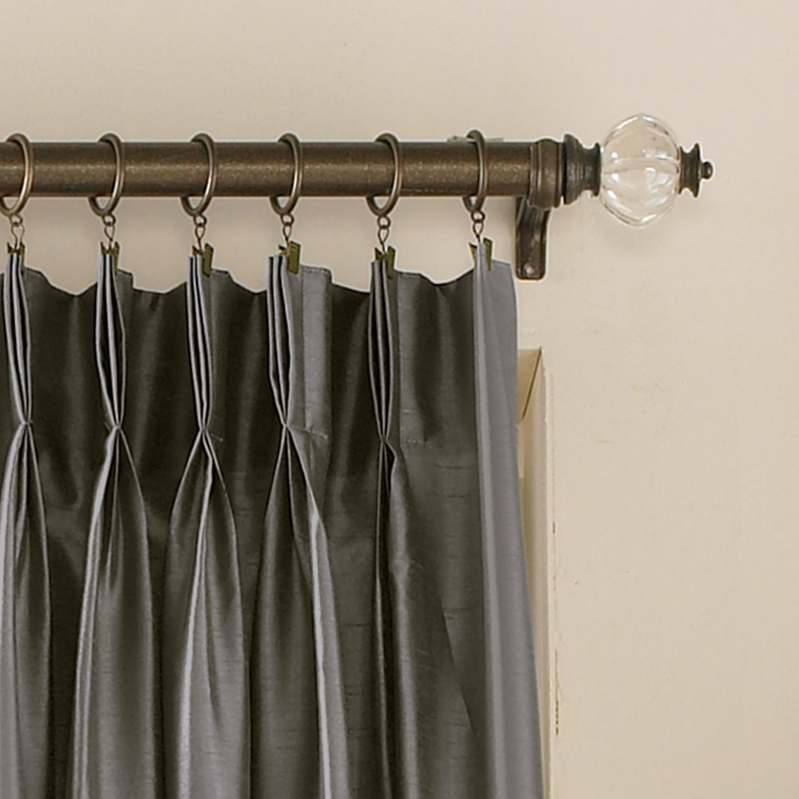 Curtainworks Marquee Faux Silk Pinch Pleat Curtain, 1 Panel, 30 by 95", Pewter