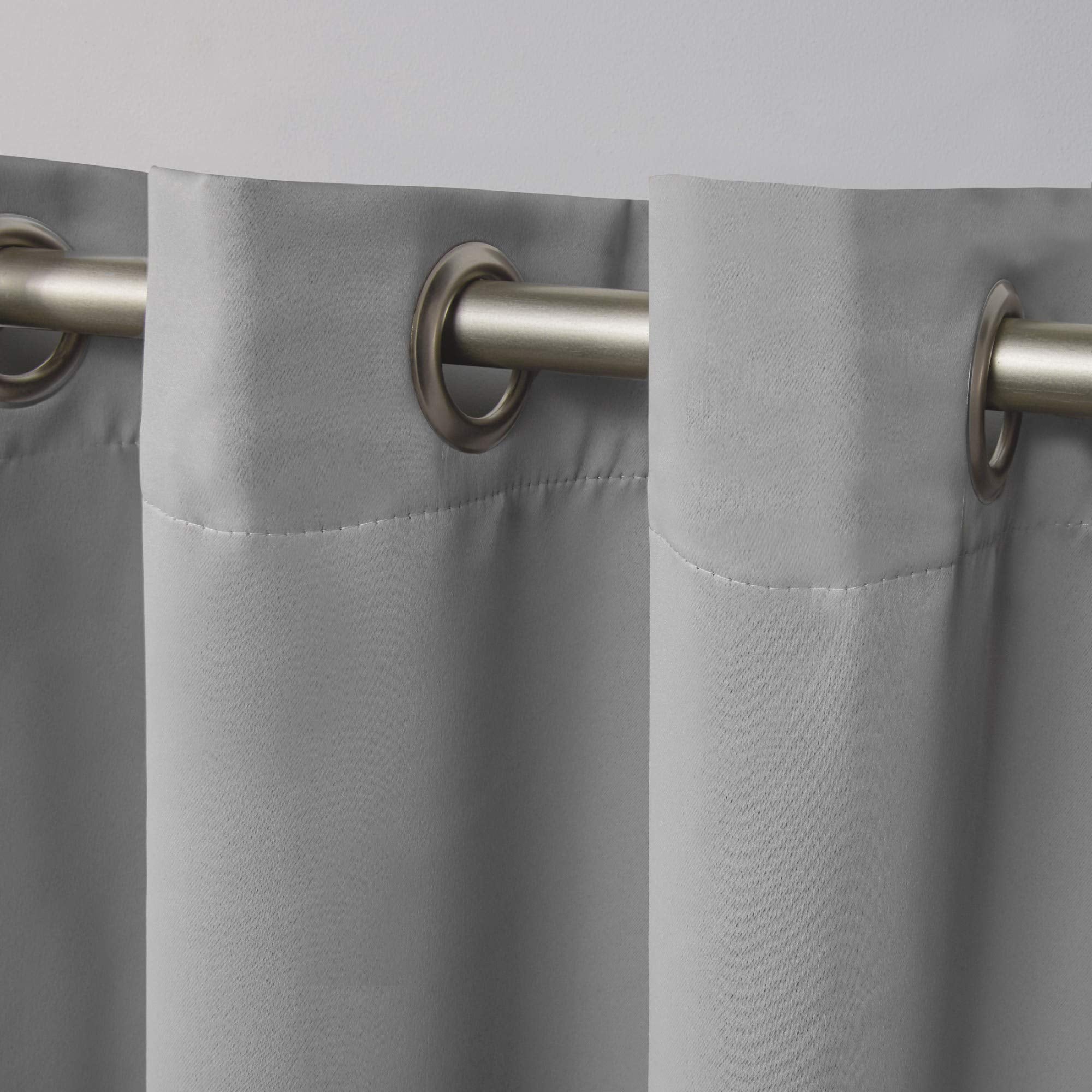 Exclusive Home Sateen Twill Woven Room Darkening Blackout Grommet Top Curtain Panel Pair, 52"x108", Veridian Grey