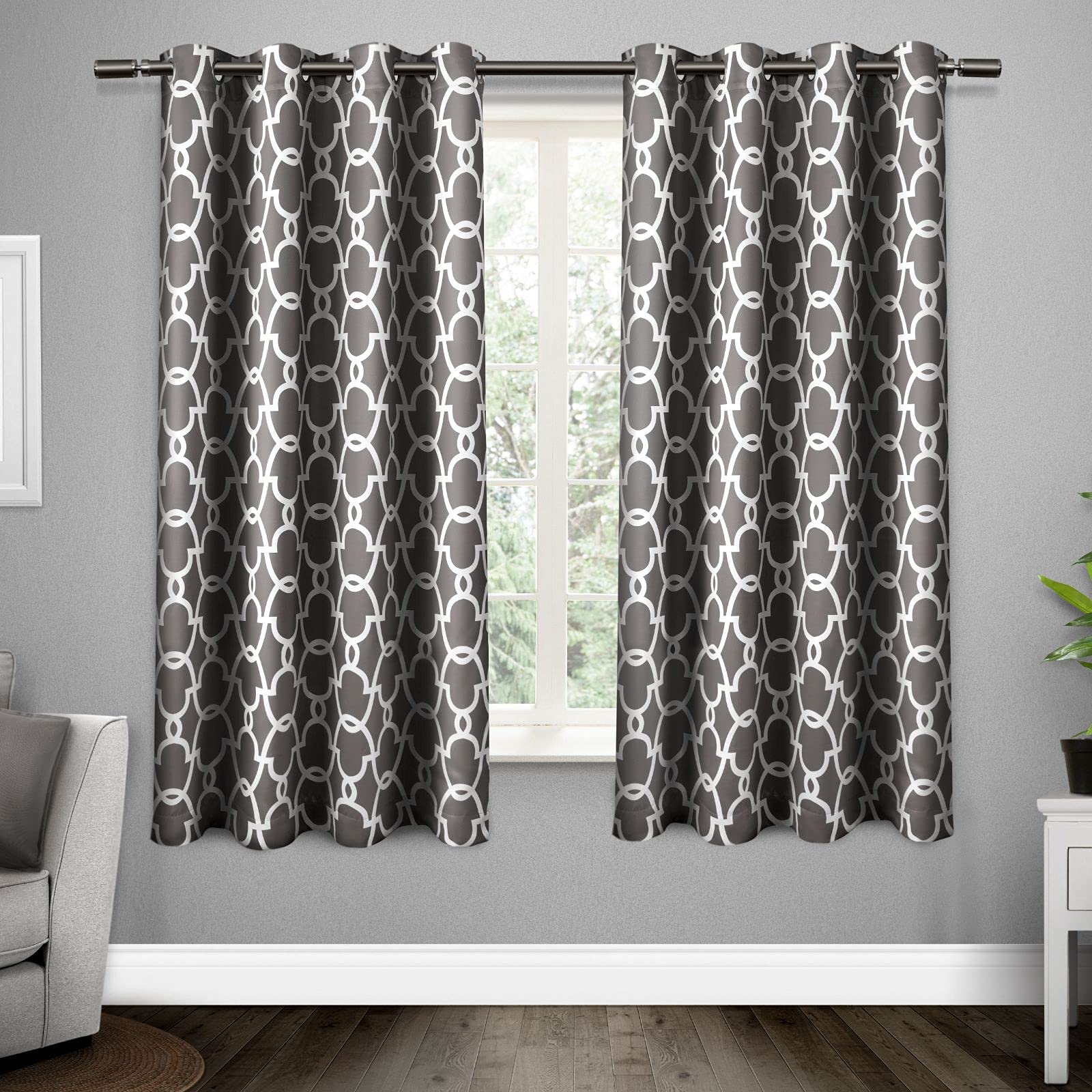 Exclusive Home Curtains Gates Sateen Blackout Thermal Window Curtain Panel Pair with Grommet Top, 52x63, Black Pearl 2 Piece