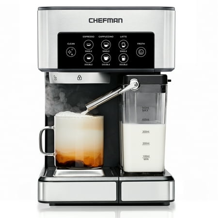 Chefman Barista Pro 6-in-1 Espresso Machine with Milk Frother  15-BAR Pump  1.8L Water Reservoir  Stainless Steel