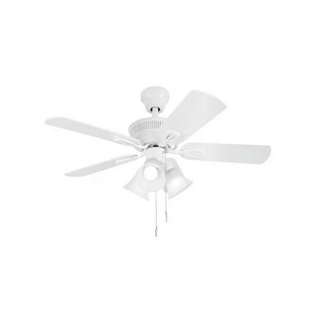 Hampton Bay Glendale III 42 in. LED Indoor White Ceiling Fan with Light and Pull Chains Included