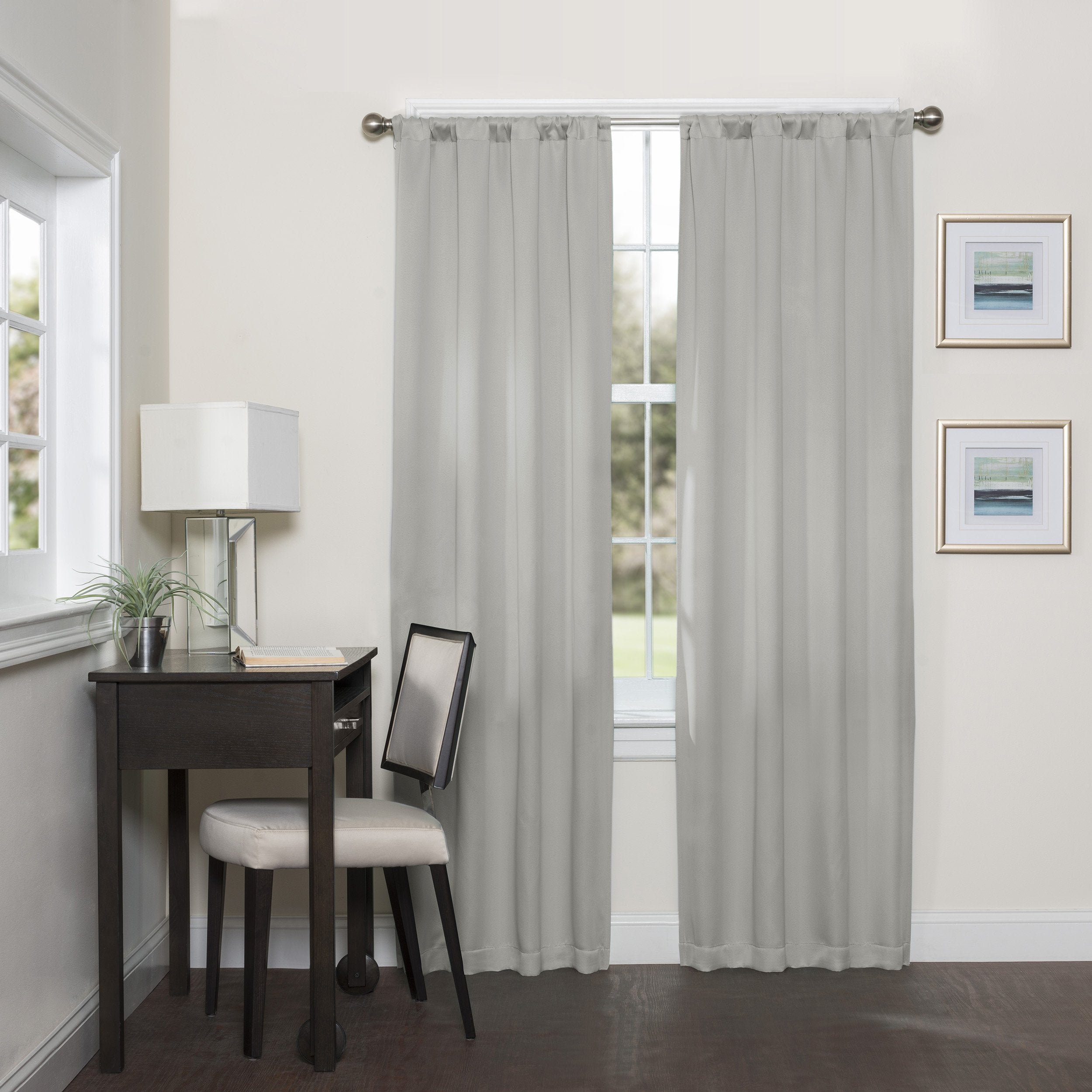 ECLIPSE Blackout Curtains for Bedroom-Darrell 37" x 63" Insulated Darkening Single Panel Rod Pocket Window Treatment Living Room, Grey