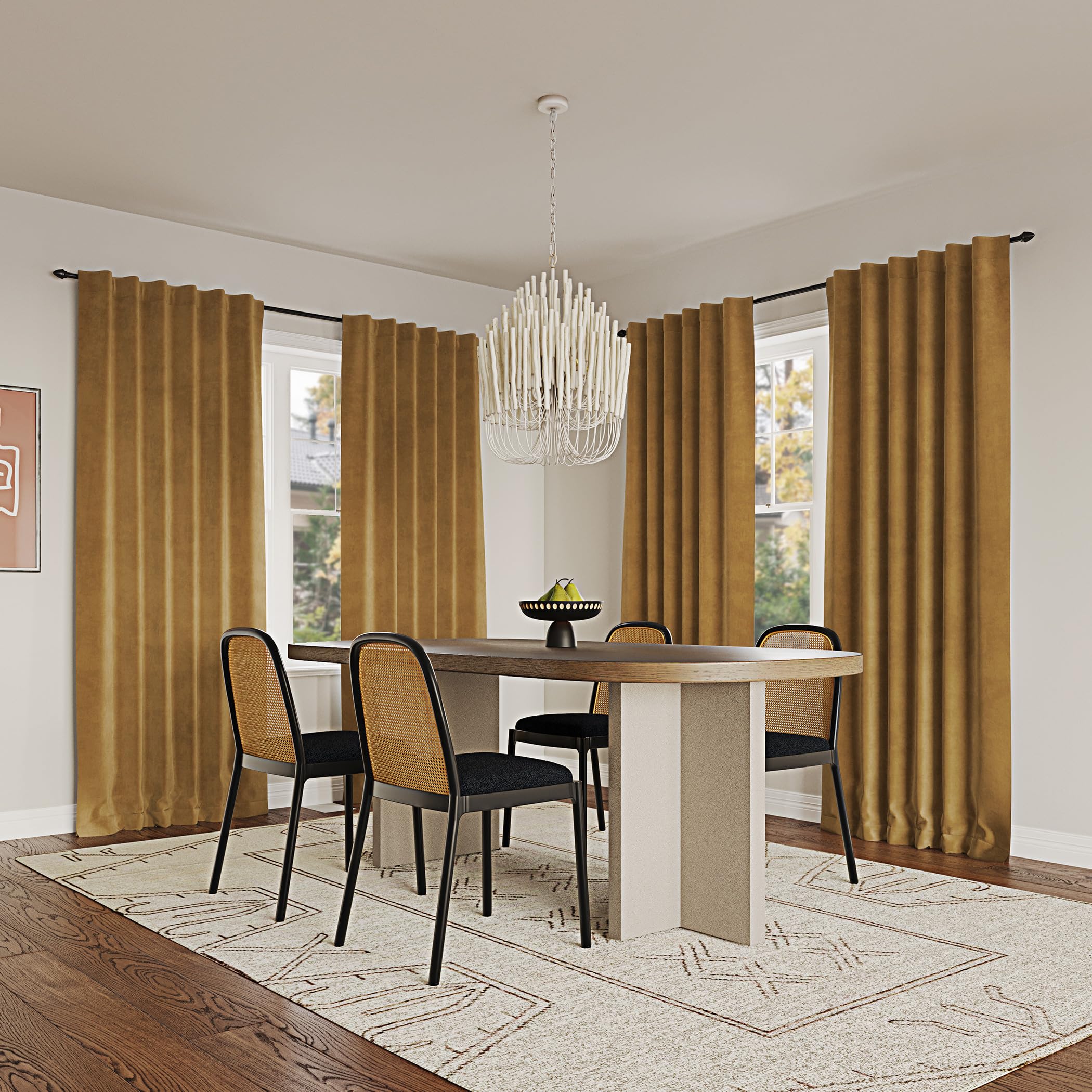 Sun Zero Hampshire Velvet Noise Reducing Thermal Extreme 100% Total Blackout Back Tab/Rod Pocket Curtain Panel, Gold, 50" W x 84" L (1 Panel)