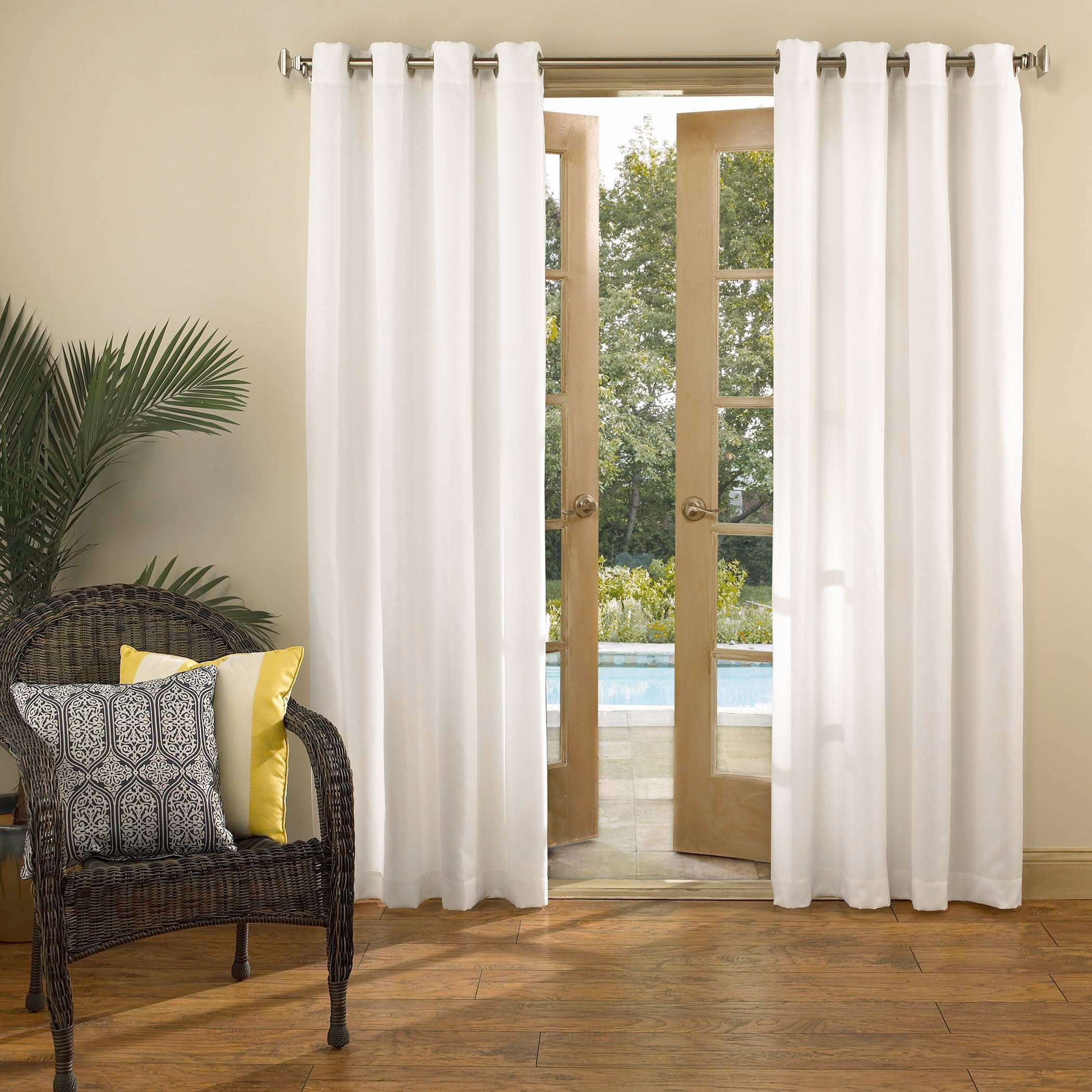 Sun Zero Marina Indoor/Outdoor UV Protectant Energy Efficient Grommet Curtain Panel, 54" x 95", White