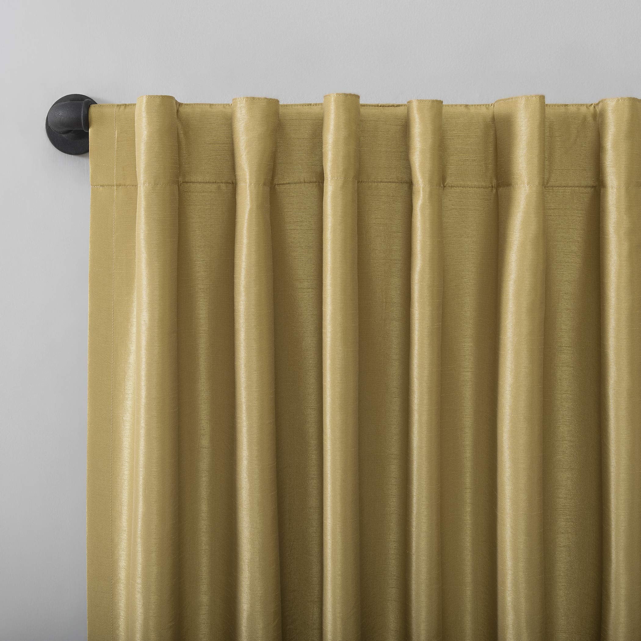 Sun Zero Greyson Faux Dupioni Silk Thermal Extreme Total Blackout Back Tab Curtain Panel, 50" x 95", Gold