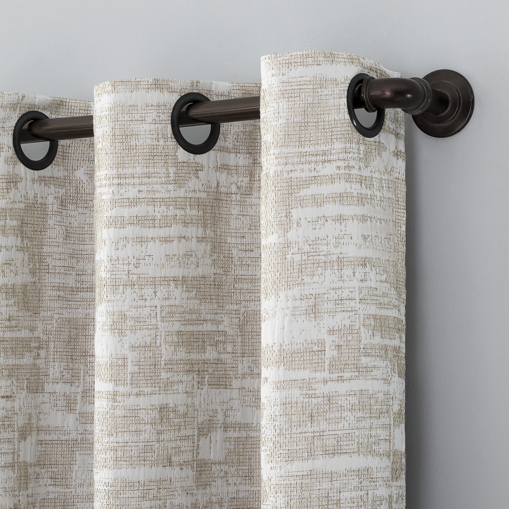 Sun Zero Parrish Distressed Grid Thermal Extreme Total Blackout Grommet Curtain Panel, 40" x 84", Stone