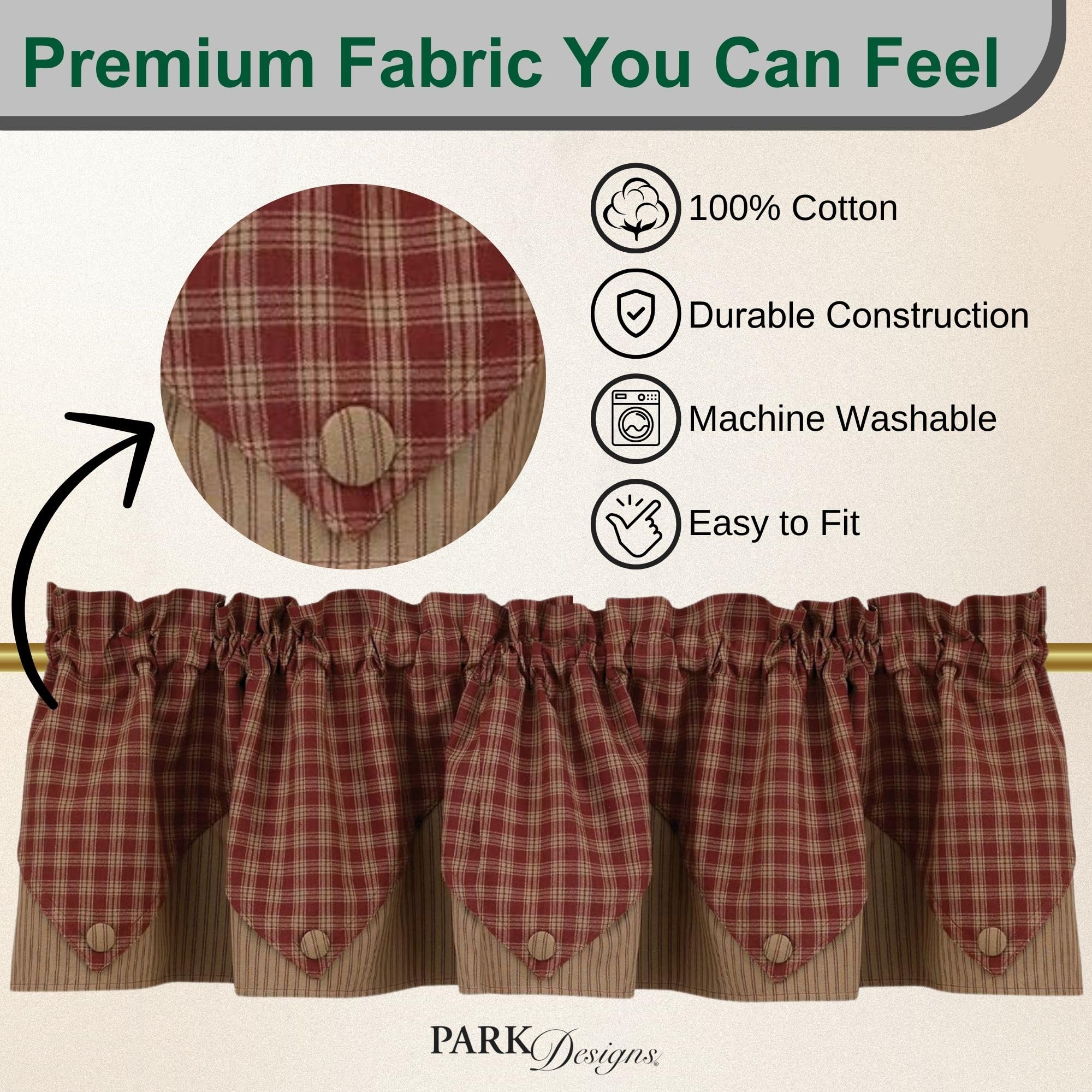 Sturbridge Lined Point Valance - Wine (72" wide x 15" long)