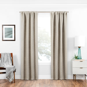 ECLIPSE Room Darkening Curtains for Bedroom - Isanti 37" x 63" Thermal Insulated Single Panel Rod Pocket Light Blocking Curtains for Living Room, Ecru