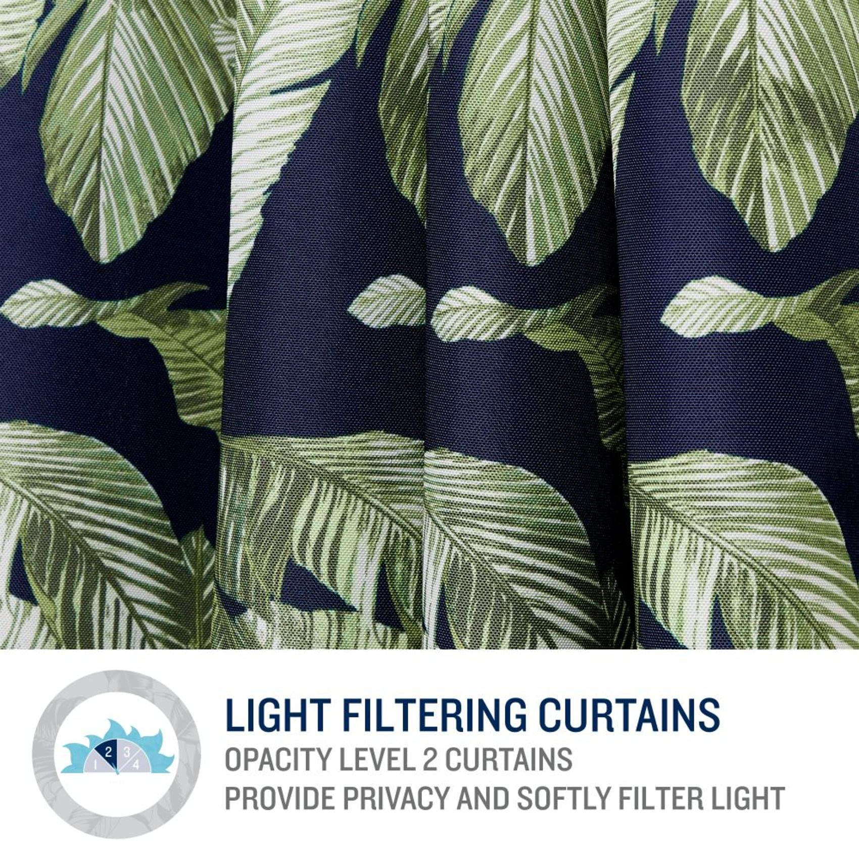 Tommy Bahama Indoor/Outdoor Island Palm Light Filtering Grommet Top Curtain Panel, 54"x108", Island Deep, Set of 2