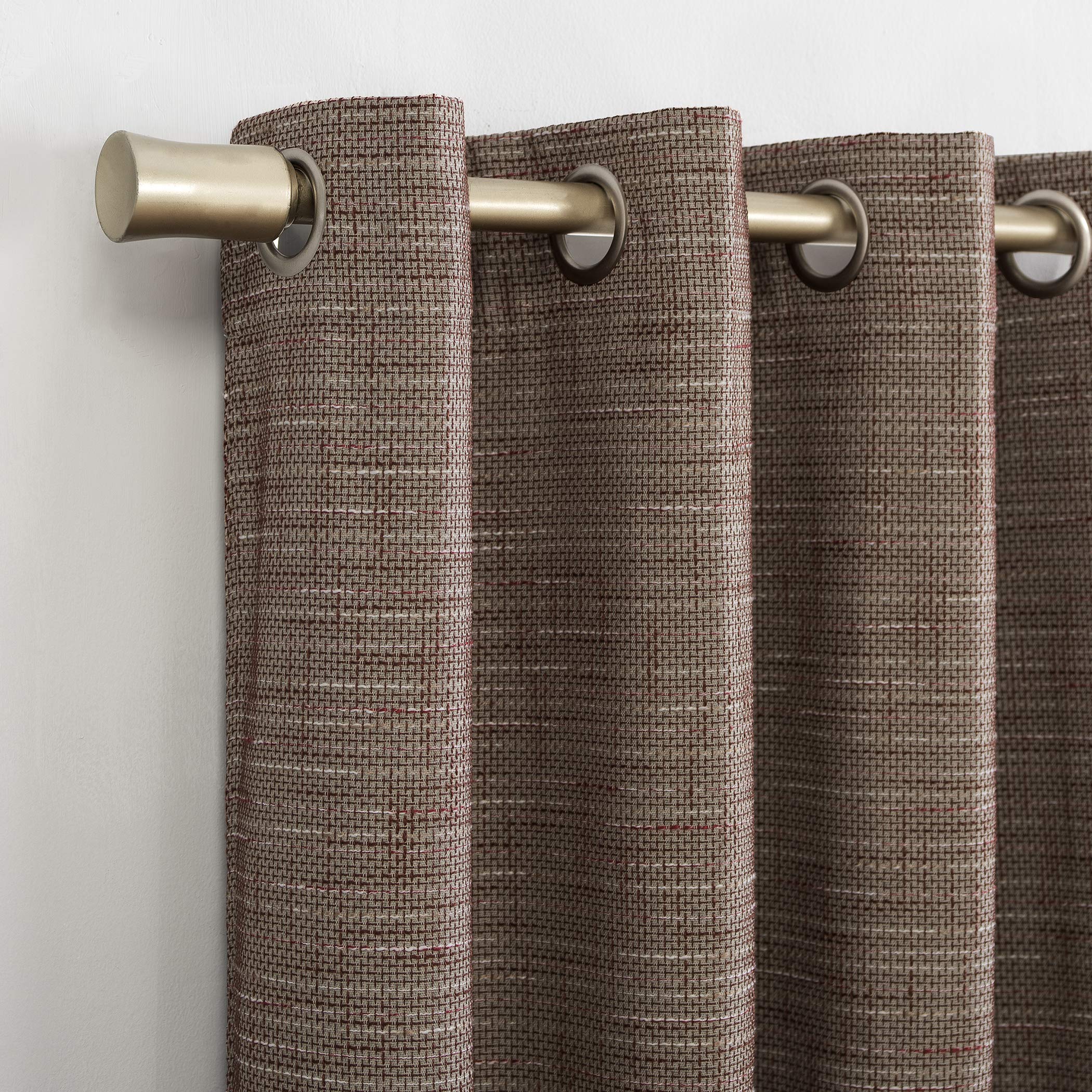 Sun Zero Brooks Burlap Weave Thermal Extreme Total Blackout Grommet Curtain Panel, 52" x 96", Deep Red/Linen