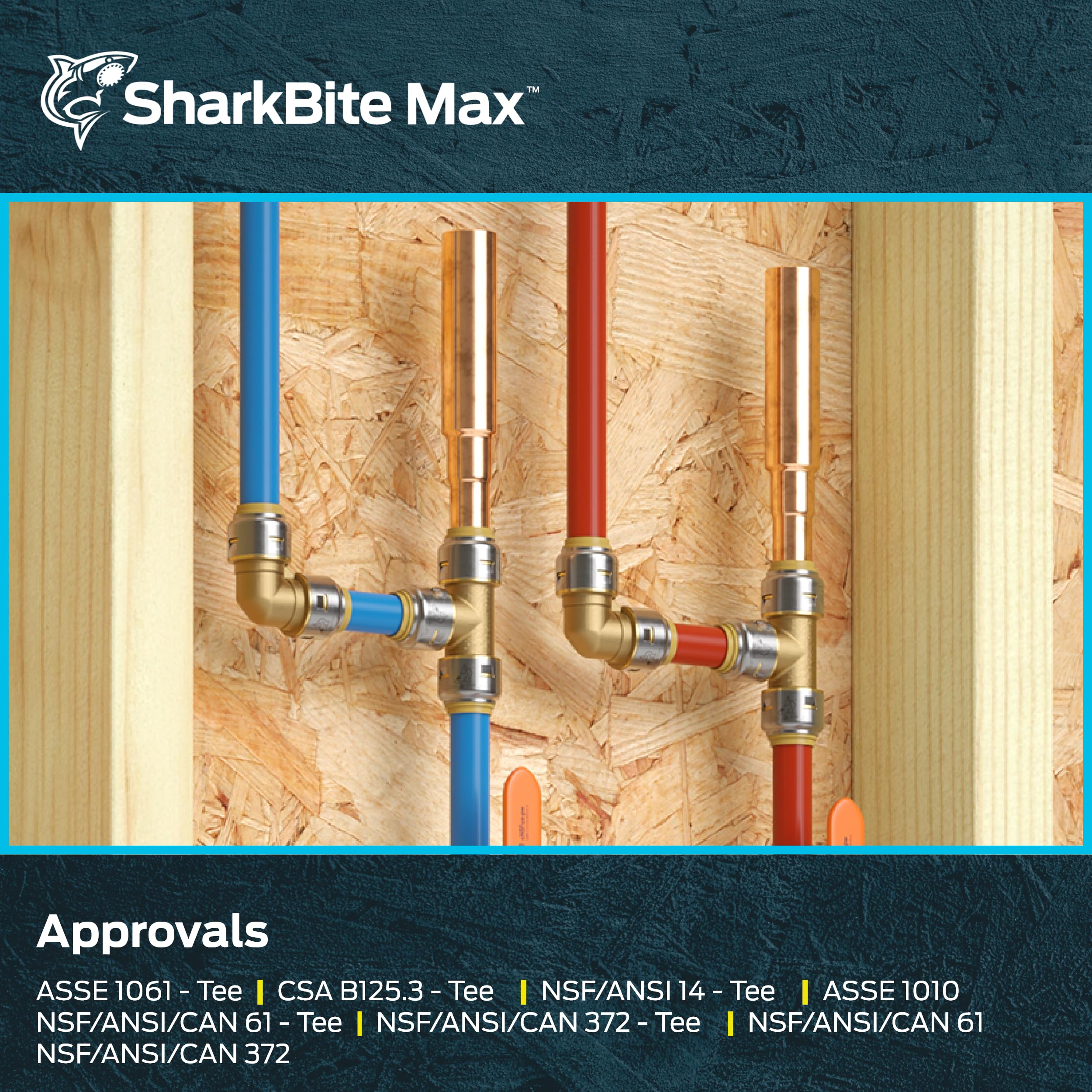 SharkBite Max 1/2 Inch Residential Water Hammer Arrestor, Push to Connect Brass Plumbing Fittings, PEX Pipe, Copper, CPVC, PE-RT, HDPE, UR22630