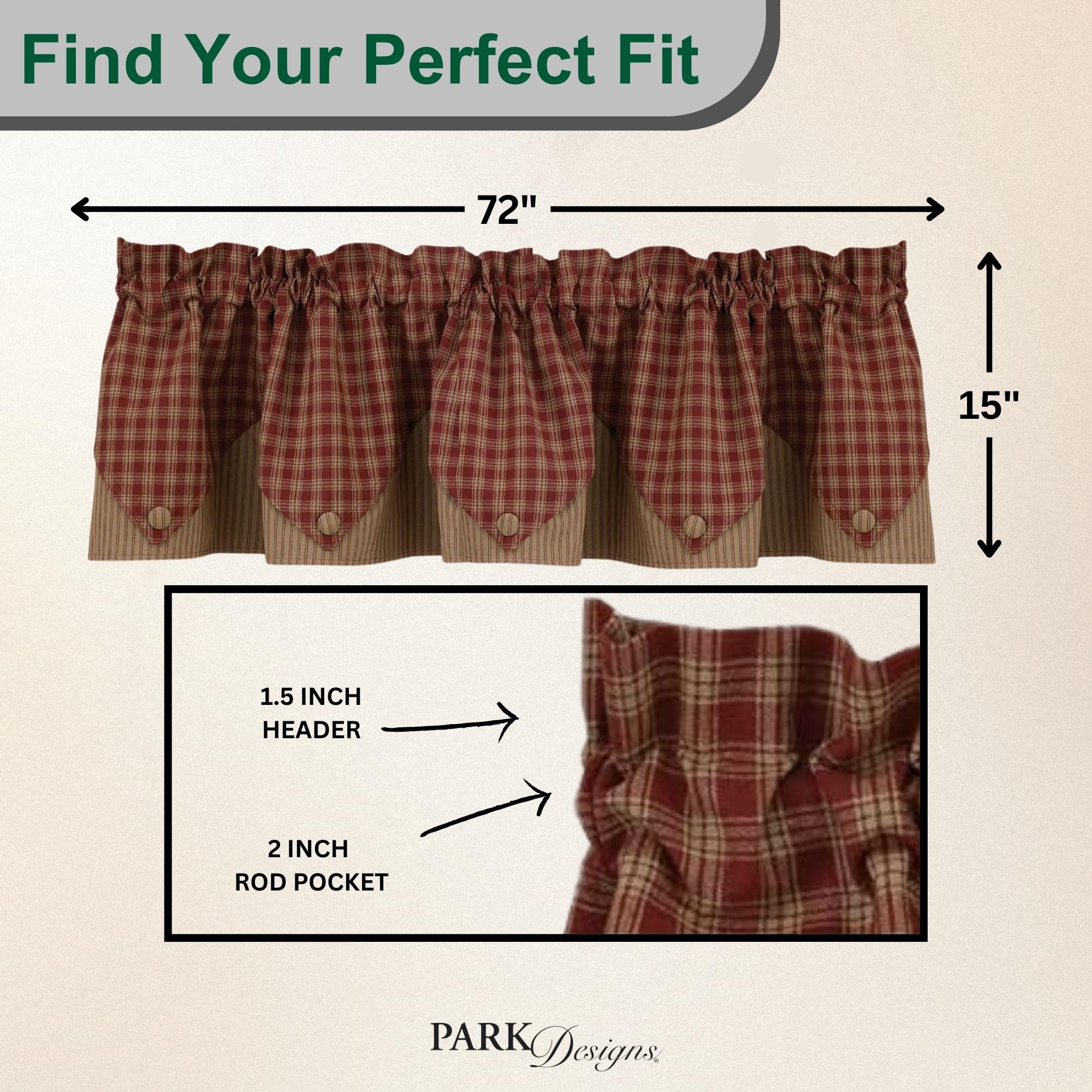 Sturbridge Lined Point Valance - Wine (72" wide x 15" long)