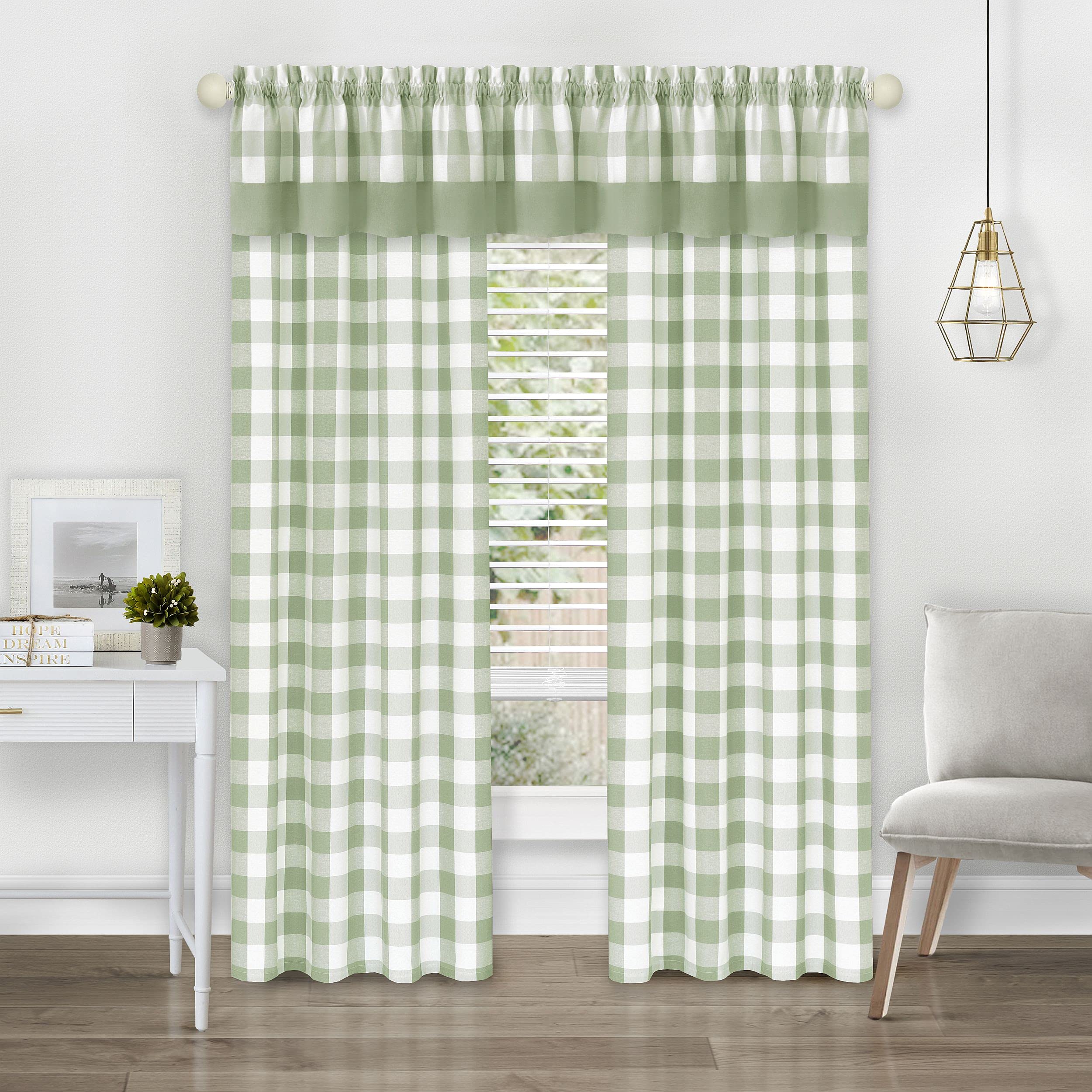 Achim Hunter Bordeaux Rod Pocket Window Curtain Panel, 42" x 84", Apple Green