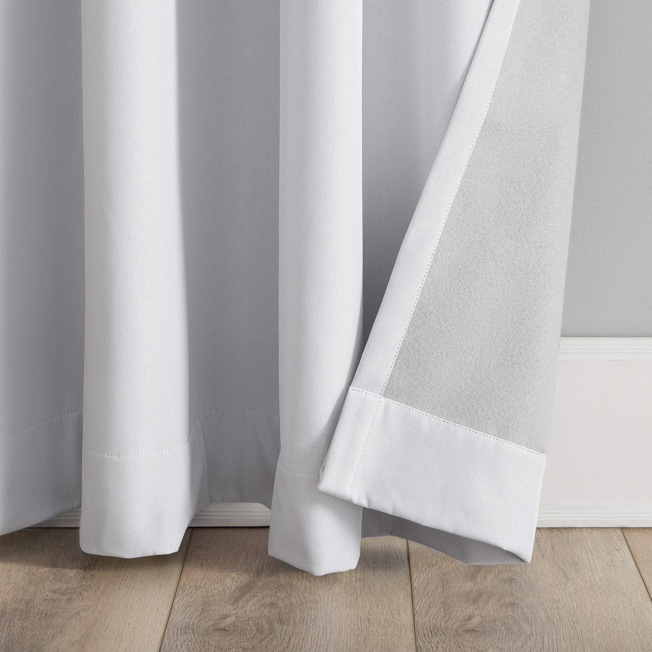 Sun Zero Tyrell Tonal Texture Draft Shield Fleece Insulated Total Blackout Grommet Curtain Panel, 50" x 63", Dove White