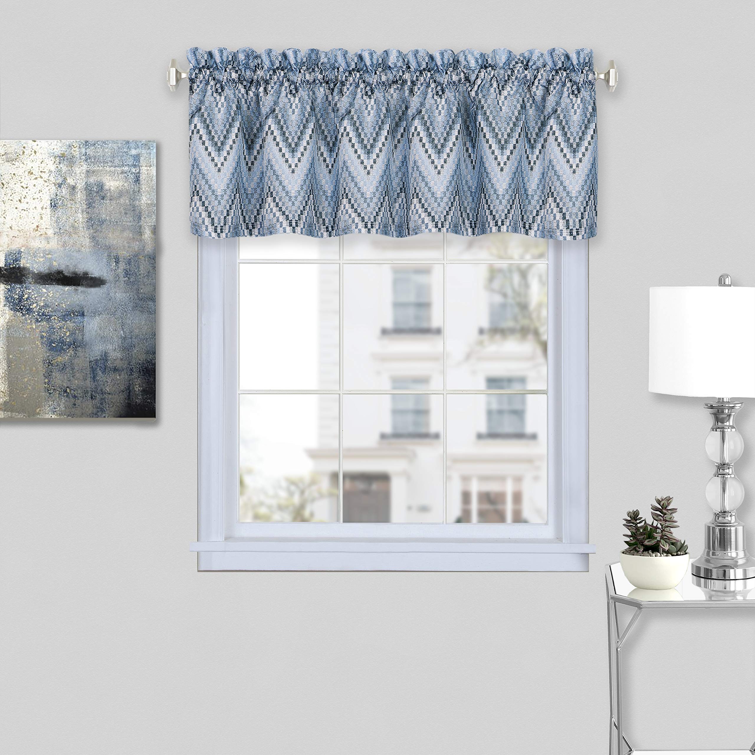 Achim Home Furnishings, Ice Blue Avery Window Curtain Valance, 58"x14"