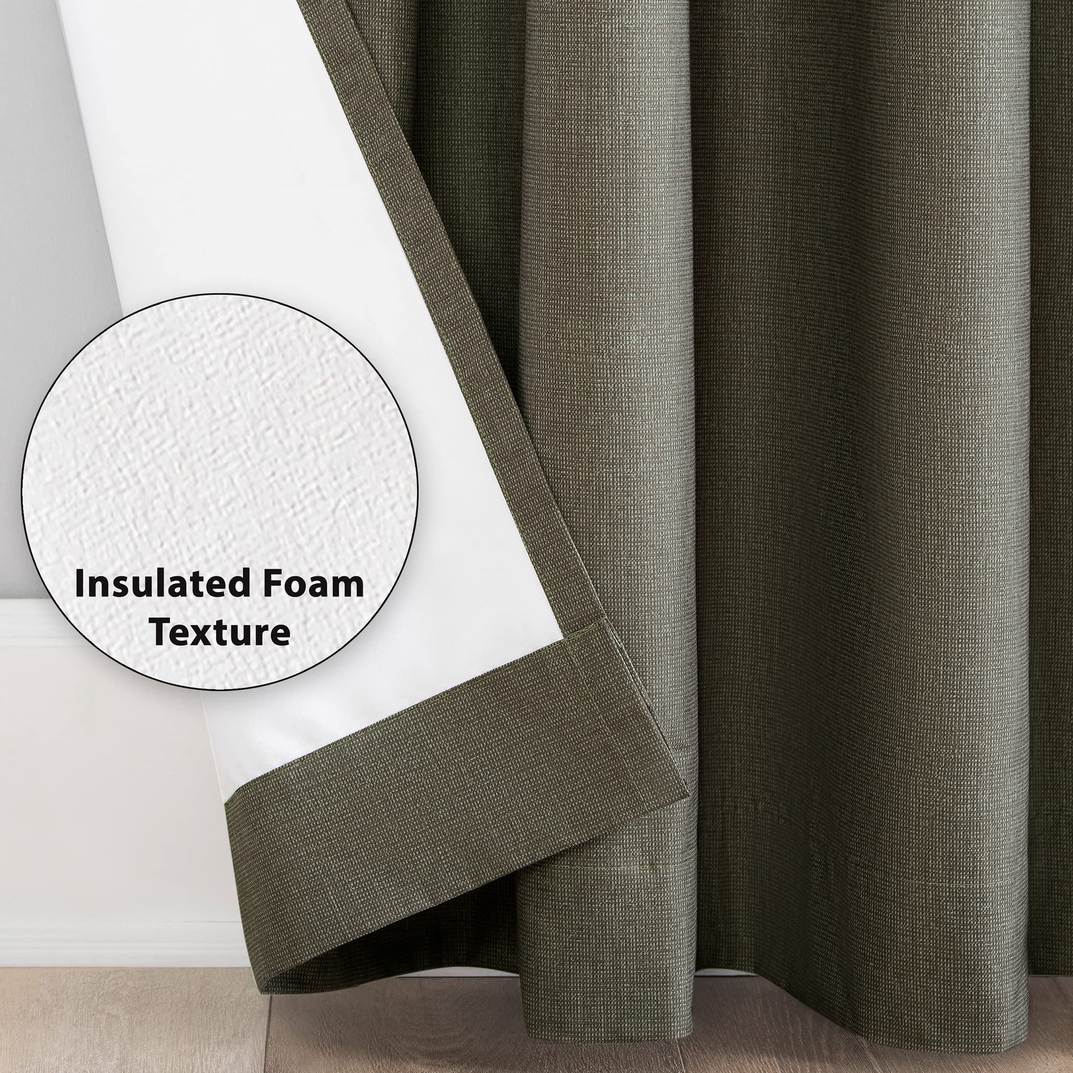 Sun Zero Columbia Thermal Insulated 100% Blackout Grommet Curtain Single Panel, 50" x 84", Olive Green