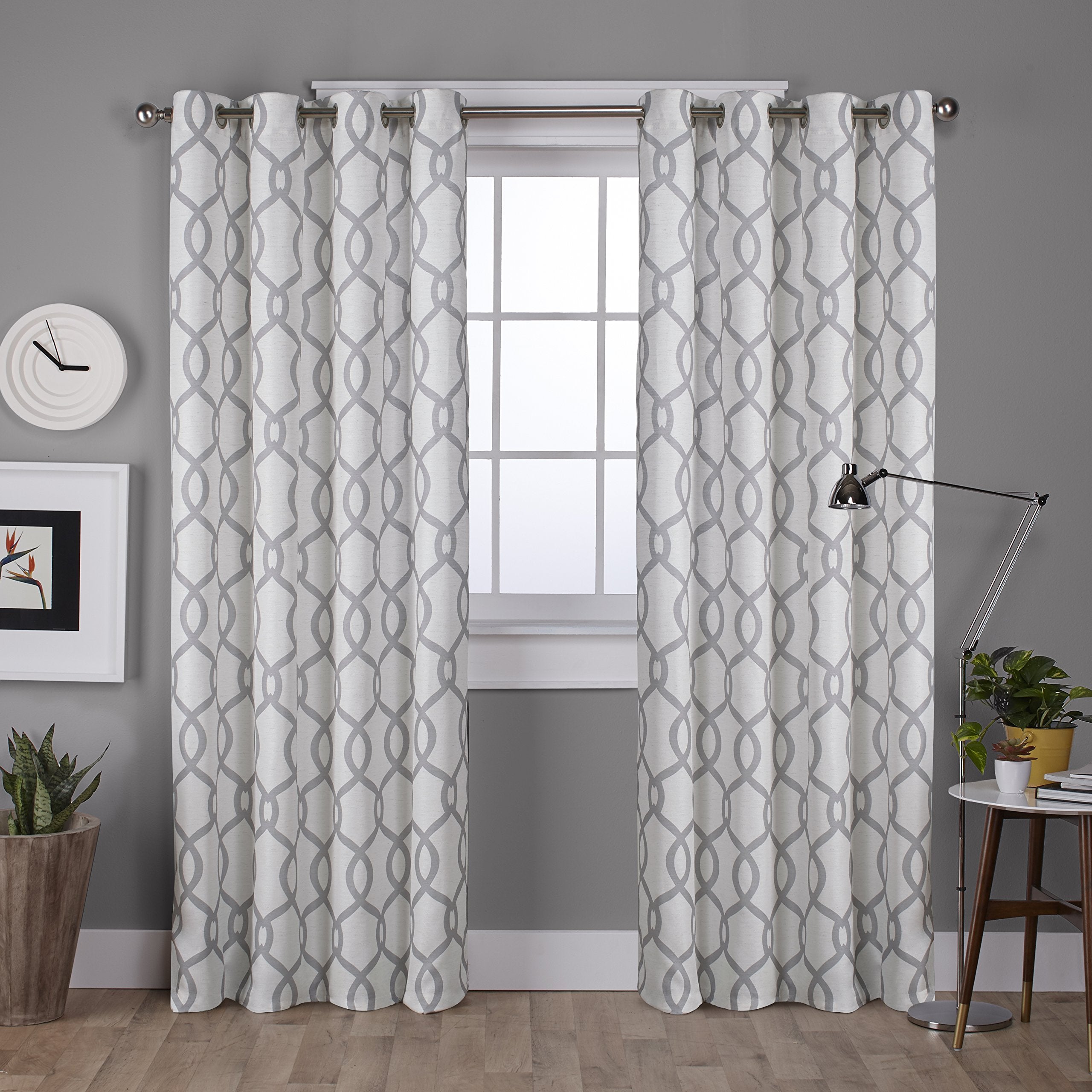 EXCLUSIVE HOME Kochi Light Filtering Linen Blend Grommet Top Curtain Panel Pair, 54"x108", Dove Grey