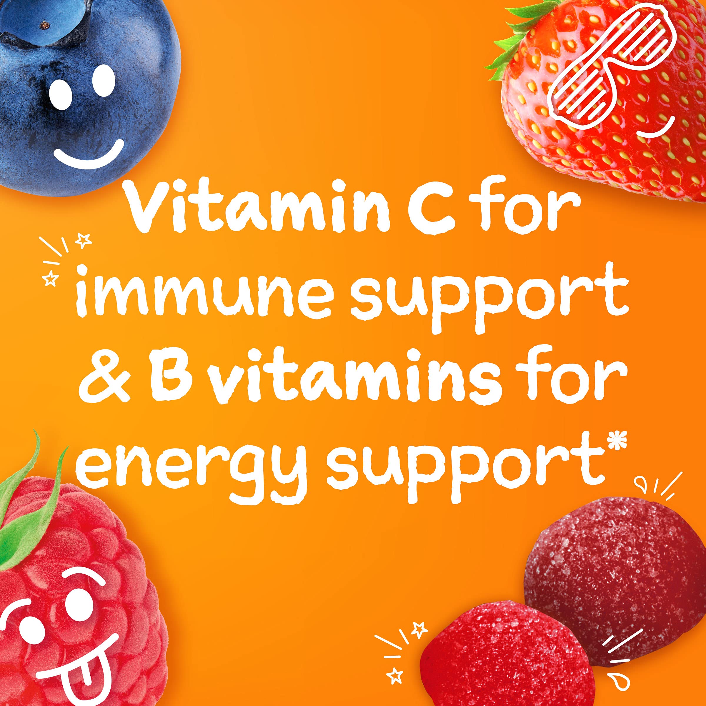 Emergen-C Kidz Daily Immune Support Dietary Supplements, Flavored Gummies with Vitamin C and B Vitamins for Immune Support, Berry Bash - 44 Count