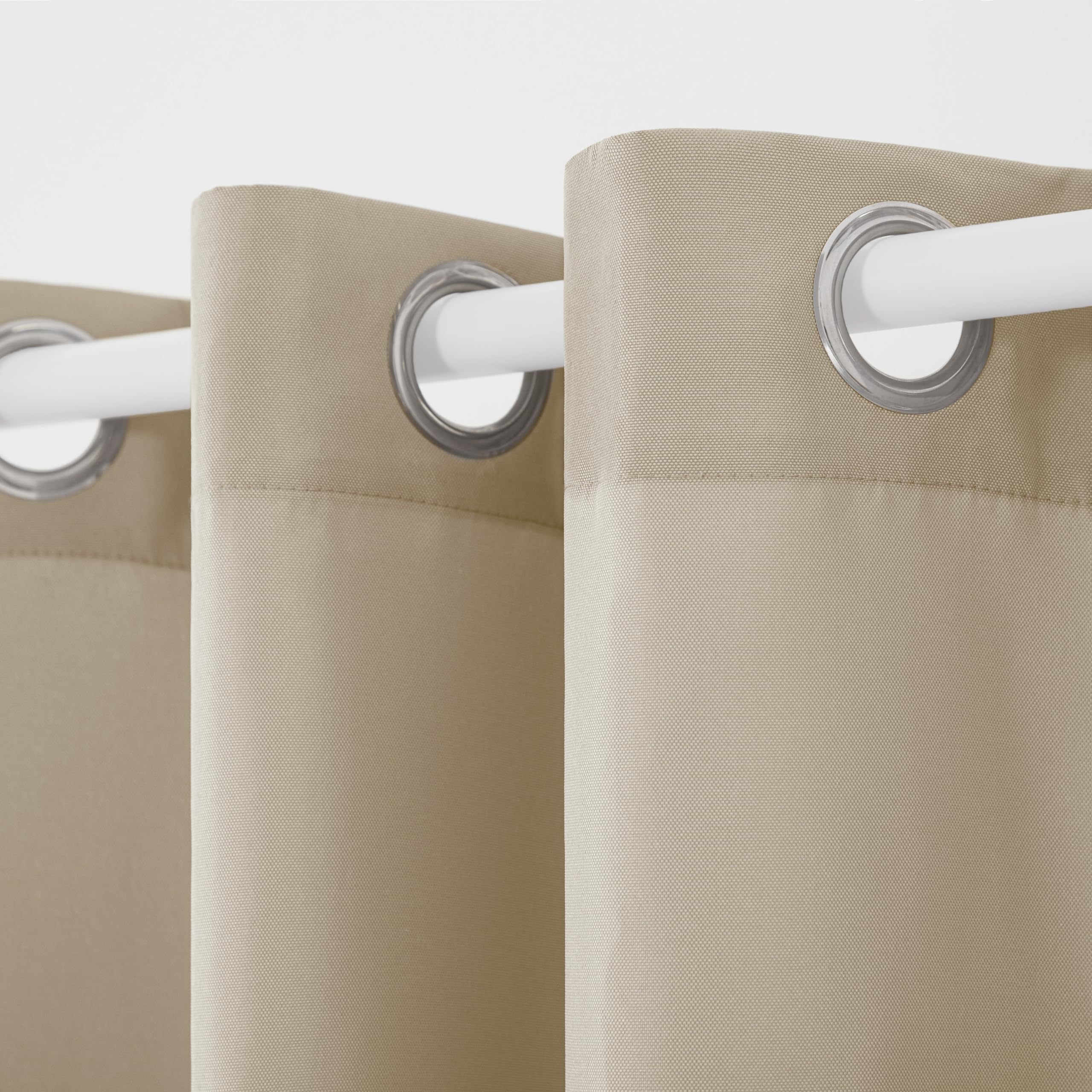 TOWN & COUNTRY BASICS Cabana Solid Heavyweight Indoor Outdoor Curtains, Light Filtering Opacity with Grommet Top, Water Repellent, 2-Pack Set, 54"x108", Taupe