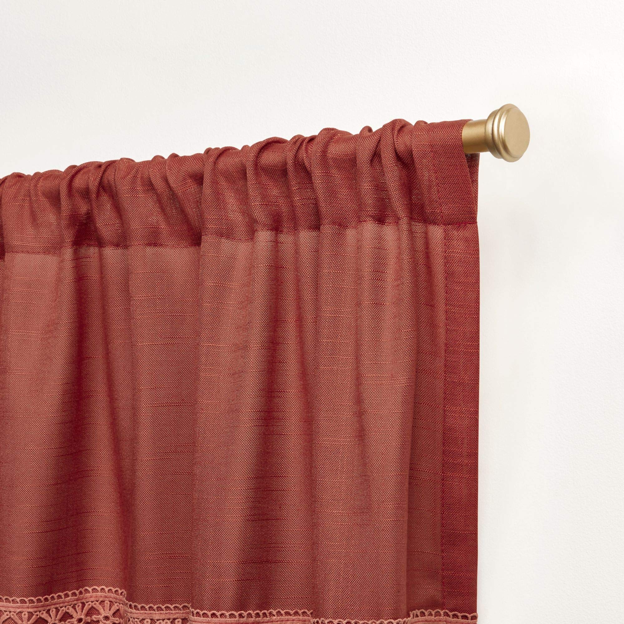 Nicole Miller New York Dunbar Light Filtering Rod Pocket Curtain Panels, 50"x96", Burnt Sienna, Set of 2