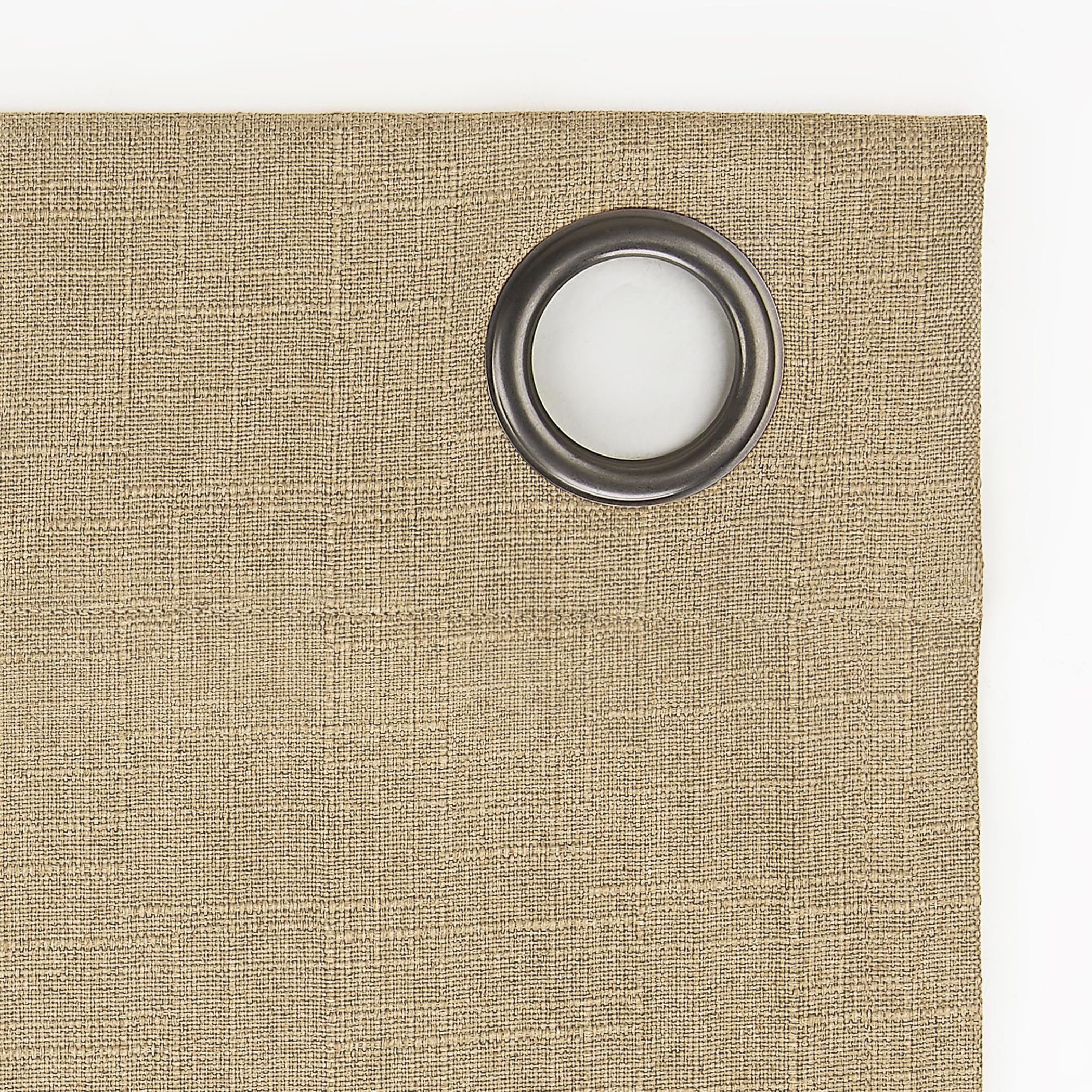 Sun Zero Channing Grid Texture Draft Shield Fleece Insulated Total Blackout Grommet Curtain Panel, 50" x 84", Soft Gold