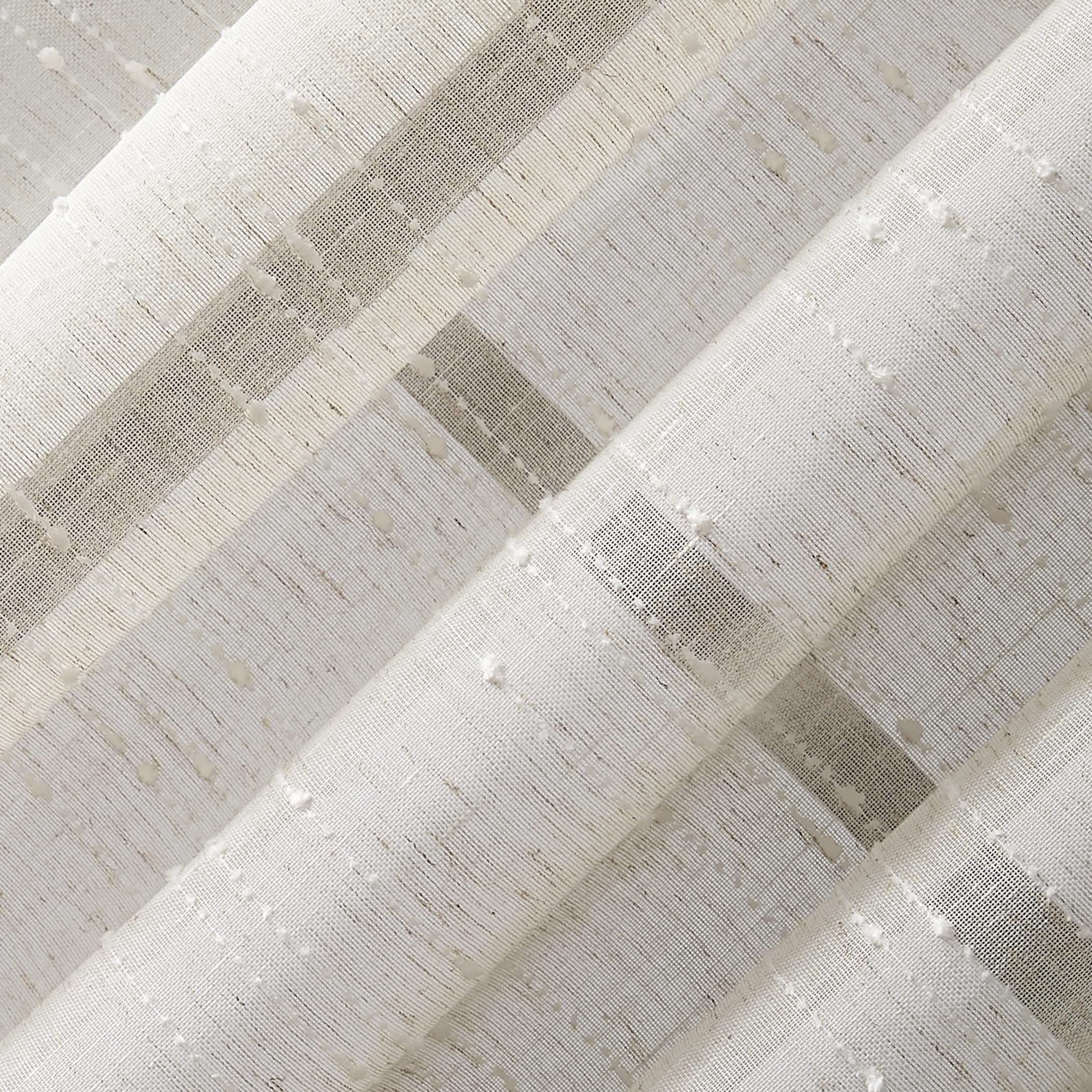 Clean Window Textured Slub Stripe Anti-Dust Allergy/Pet Friendly Sheer Curtain Panel, Linen, 52" W x 84" L (1 Panel)