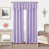 Elrene Adaline Kids Pastel Faux Silk Solid Color Blackout Room Darkening Thermal Insulating Window Curtain/Single Scalloped Ruffled Valance by, 52 Inch Wide X 15 Inch Deep, Lavender
