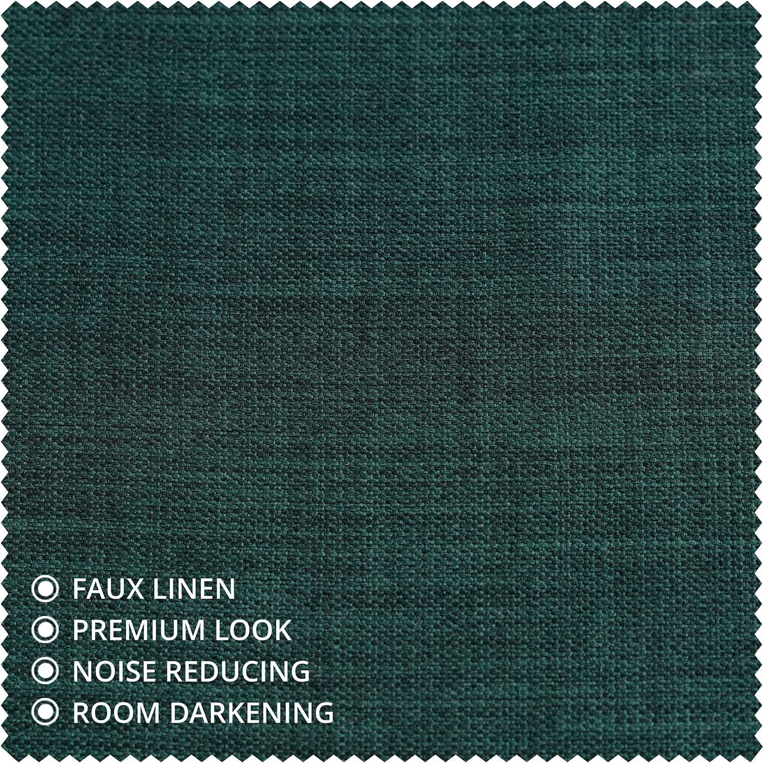 HPD Half Price Drapes - Faux Linen Curtains for Living Room (1 Panel) - 50W X 96L - Textured Room Darkening Curtains for Bedroom 96 Inches Long - Drapes for Home Decor, Focal Green