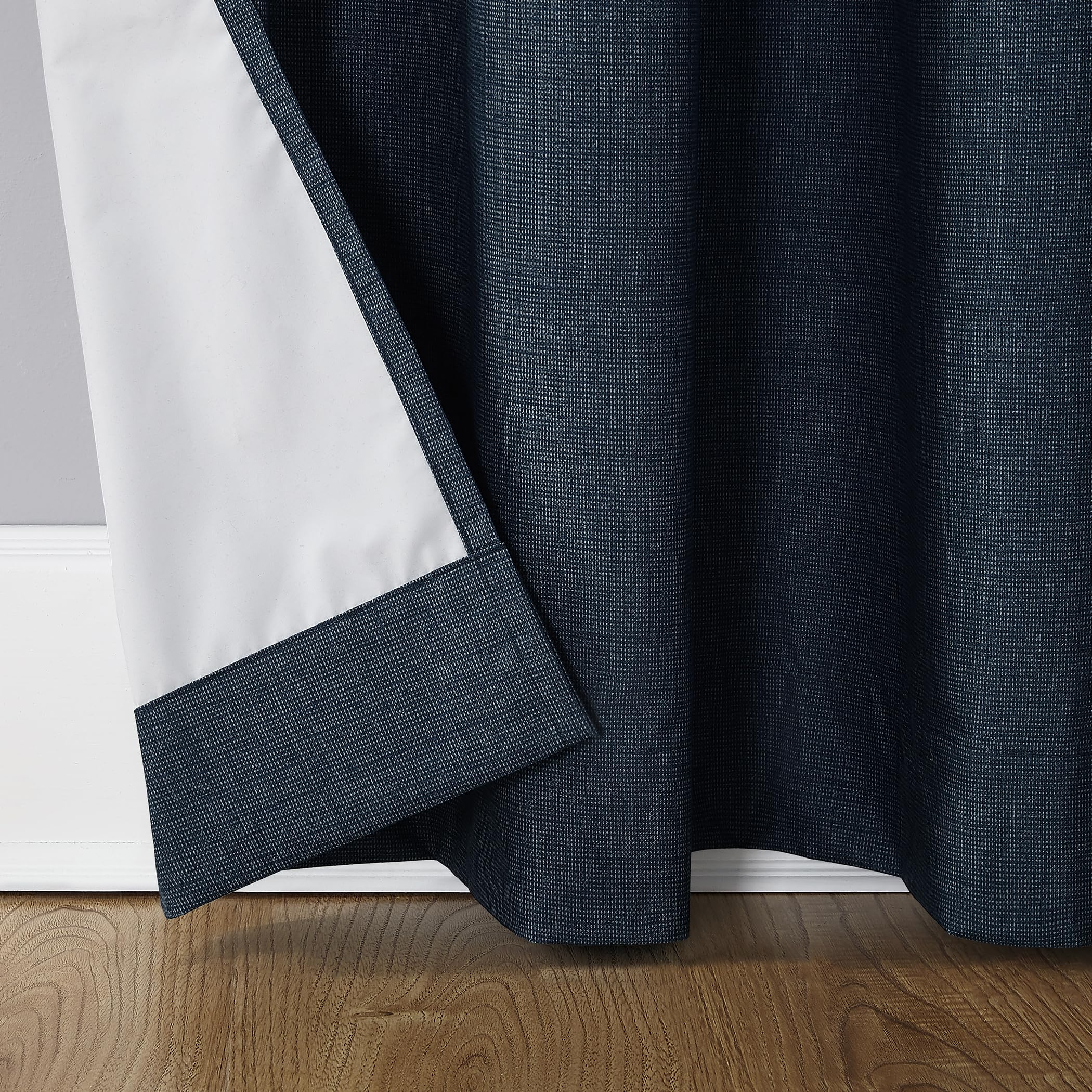 Sun Zero Columbia Thermal Insulated 100% Blackout Grommet Curtain Single Panel, 50" x 95", Navy Blue
