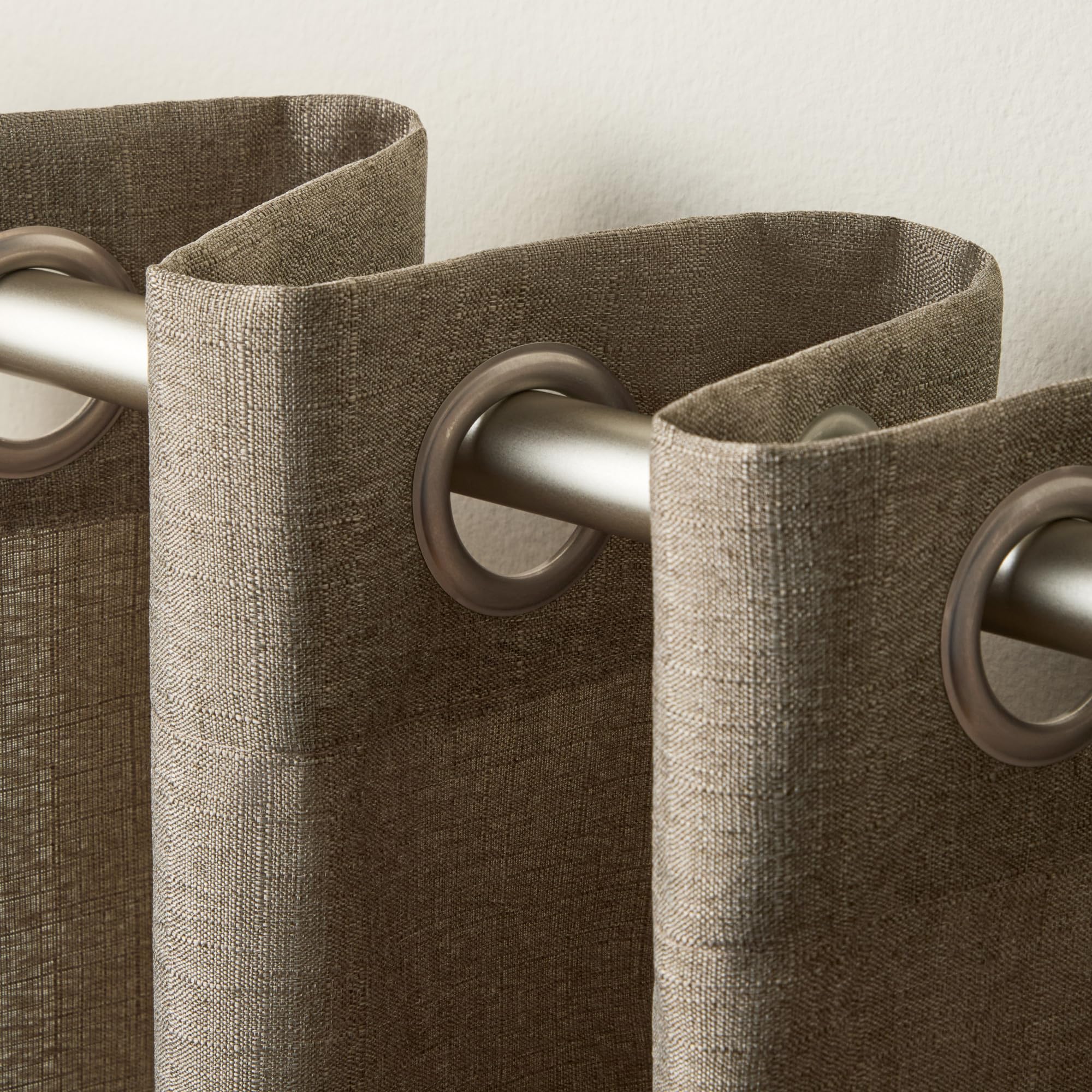 Exclusive Home Loha Linen Grommet Top Curtain Panel Pair, 54"x84", Cafe