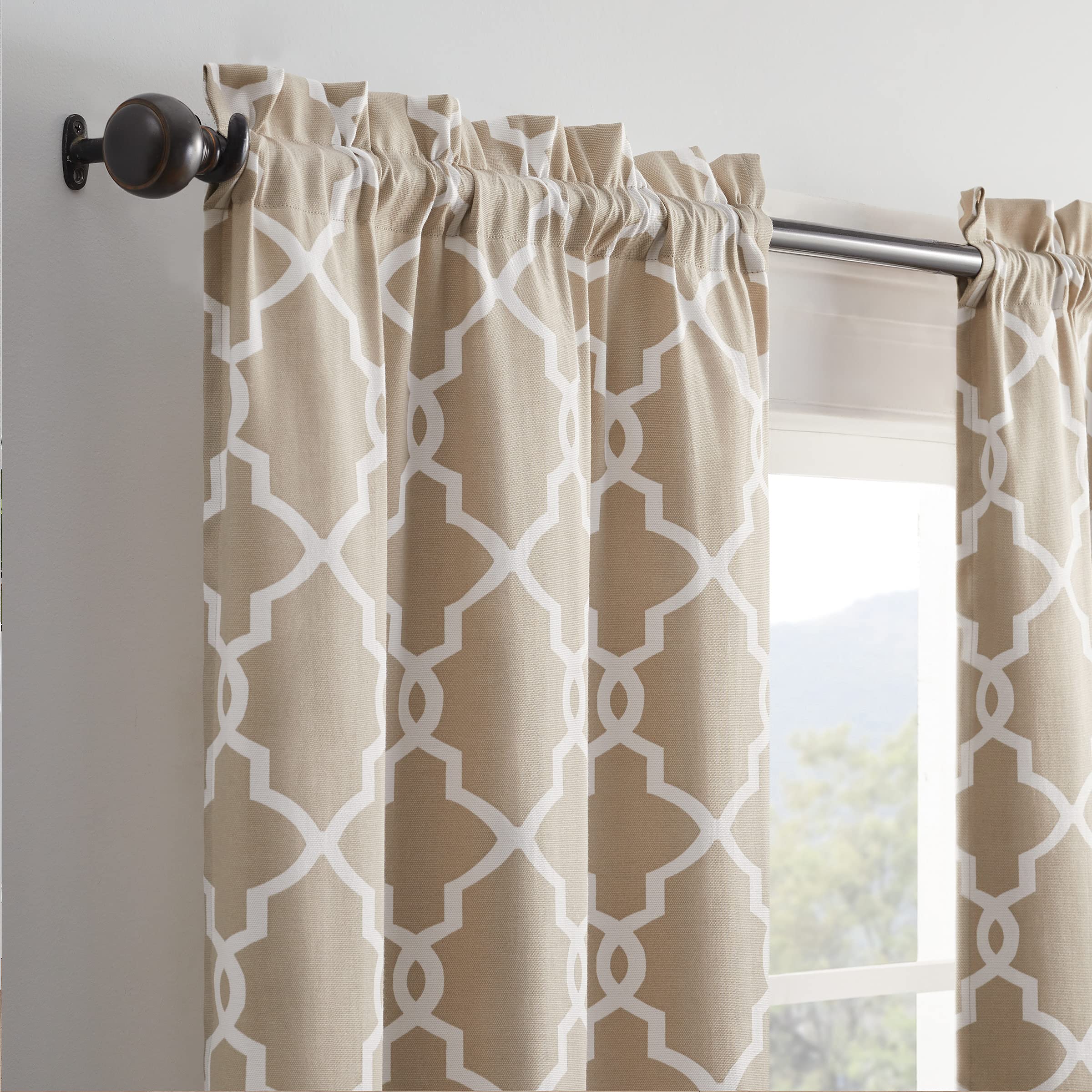 PAIRS TO GO Vickery Modern Decorative Rod Pocket Window Curtains for Bedroom or Living Room (Double Panel), 28" x 84", Taupe