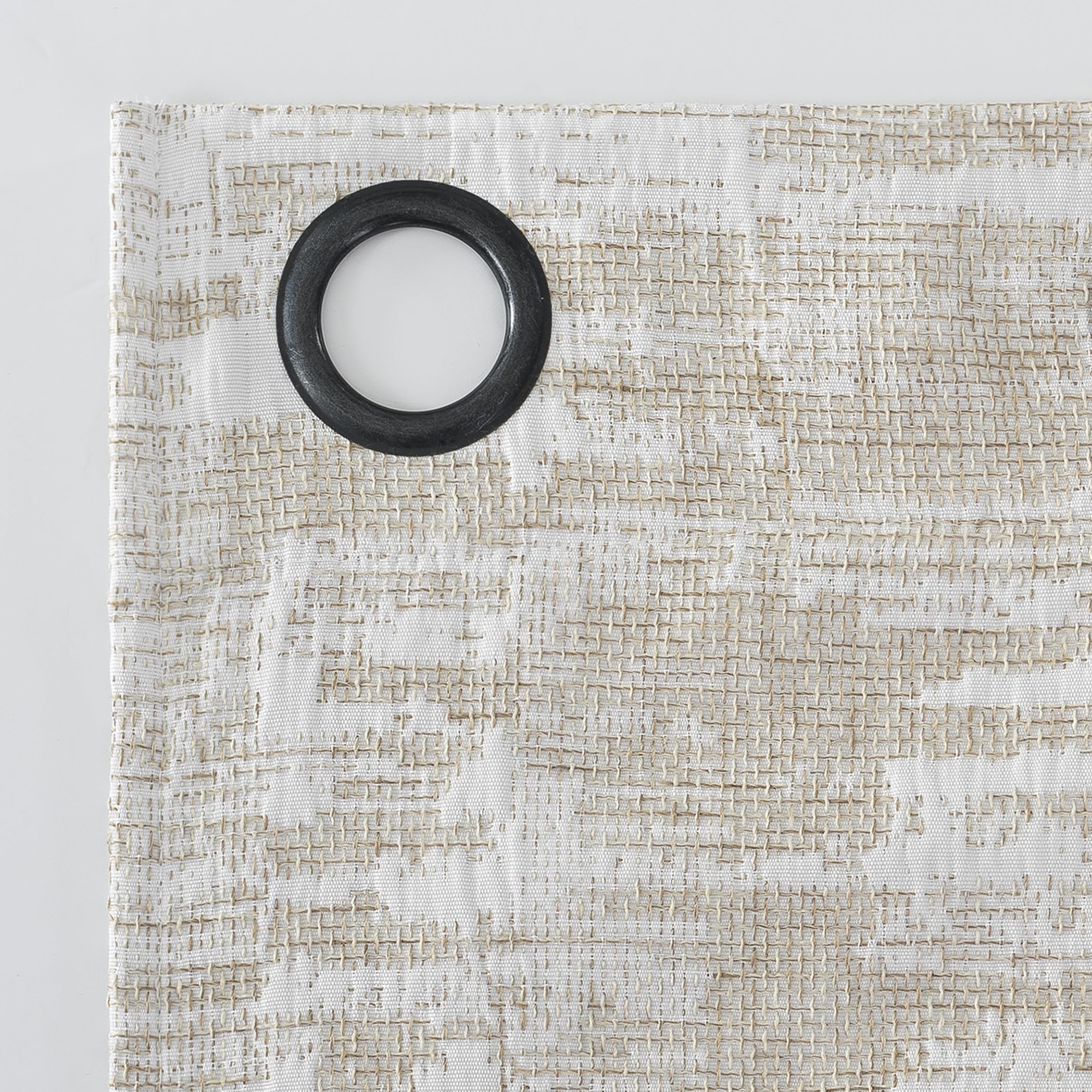 Sun Zero Parrish Distressed Grid Thermal Extreme Total Blackout Grommet Curtain Panel, 40" x 84", Stone