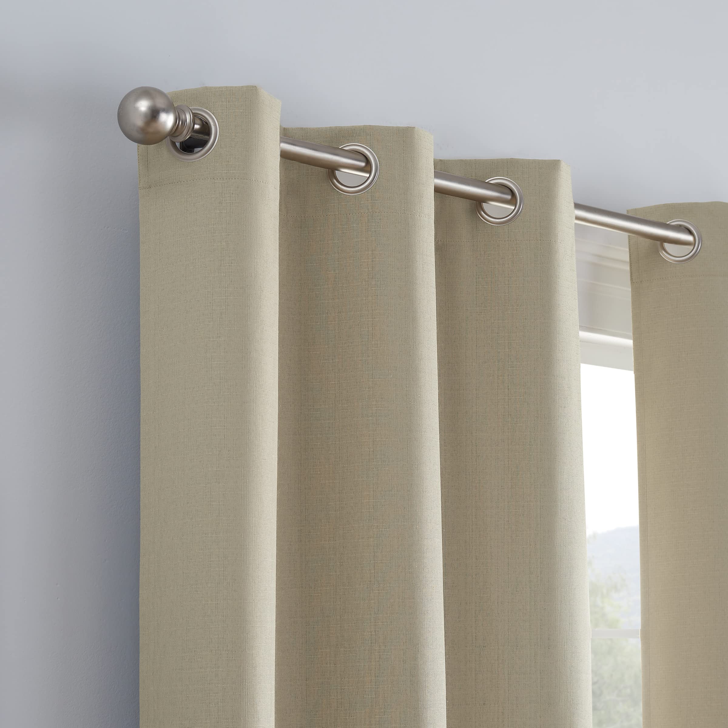 ECLIPSE Kylie Absolute Zero Blackout Noise Reducing Grommet Lined Window Curtains for Living Room (2 Panels), 37 in x 84 in, Tan