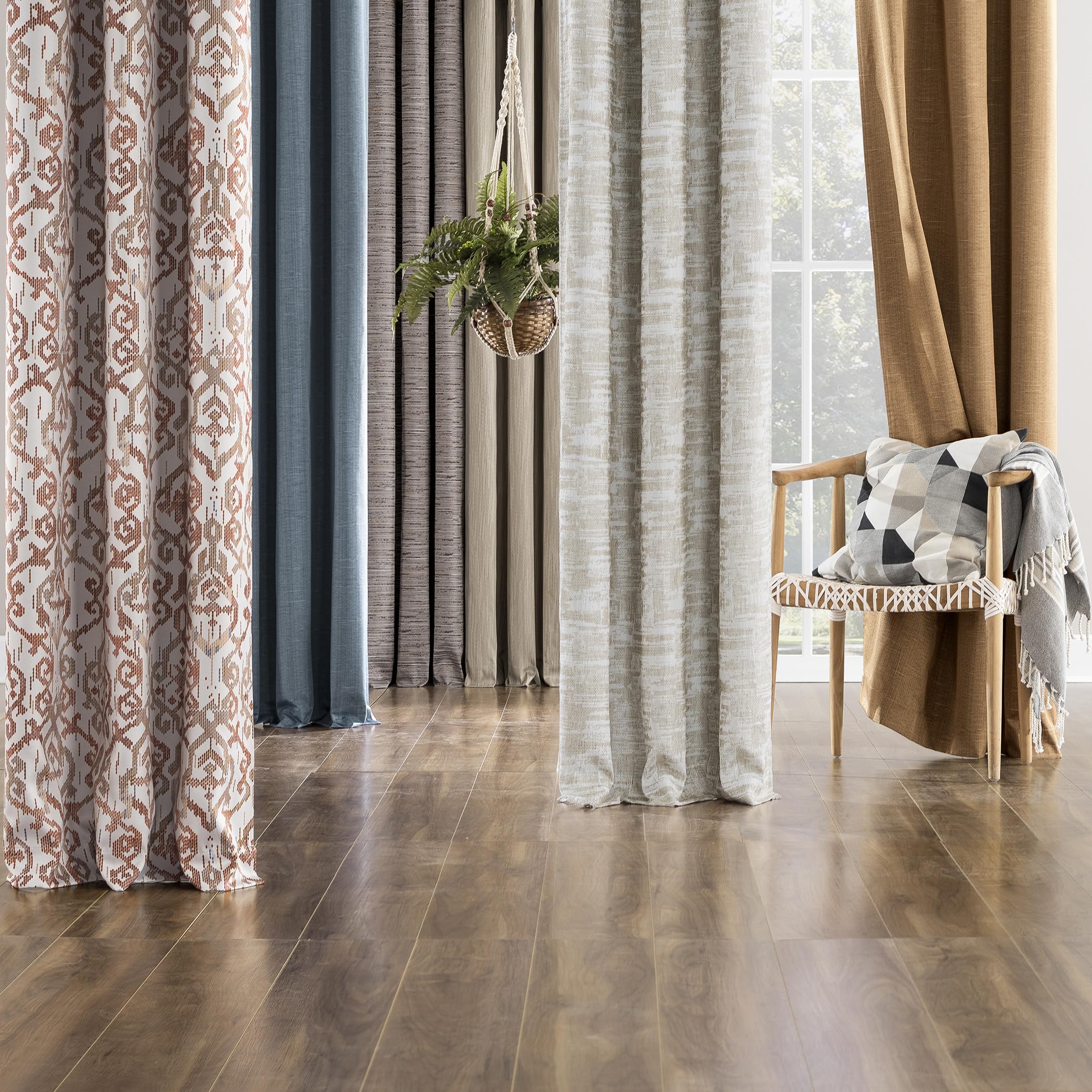 Sun Zero Parrish Distressed Grid Thermal Extreme Total Blackout Grommet Curtain Panel, 40" x 84", Stone