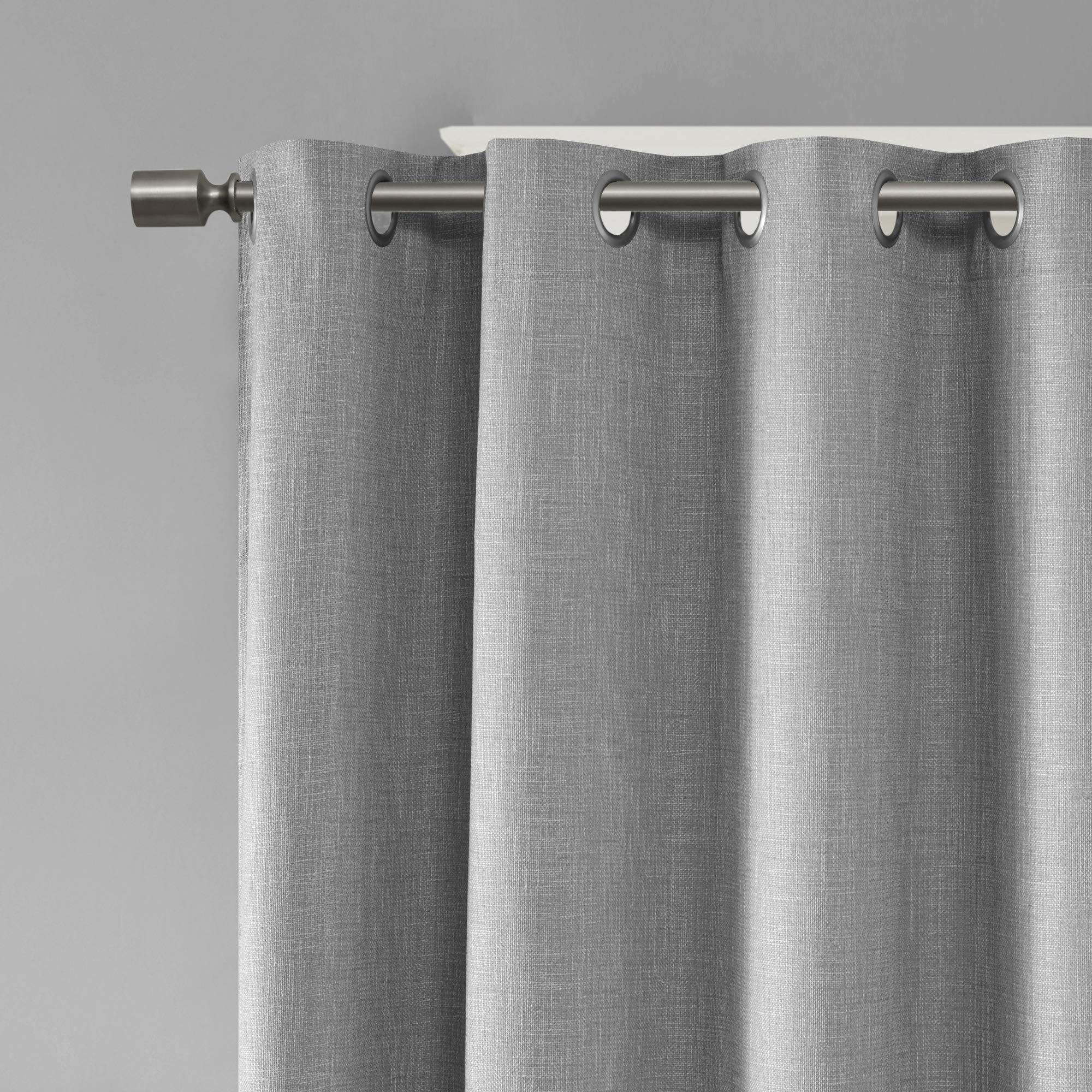 Sun Smart Maya Blackout Curtain Patio Single Window, Textured Heatherd Print, Grommet Top Living Room Décor, Thermal Insulated Light Blocking Drape for Bedroom and Apartments, 100x84, Grey