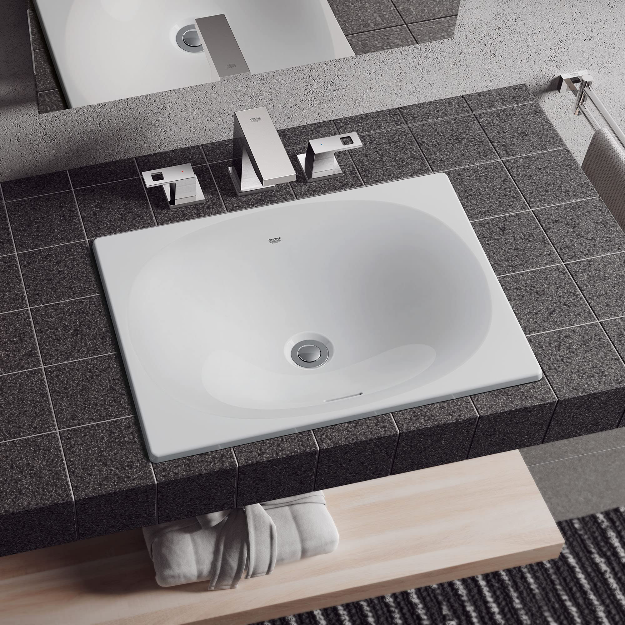 GROHE 39660000 Eurocube Bathroom Sink, Alpine White