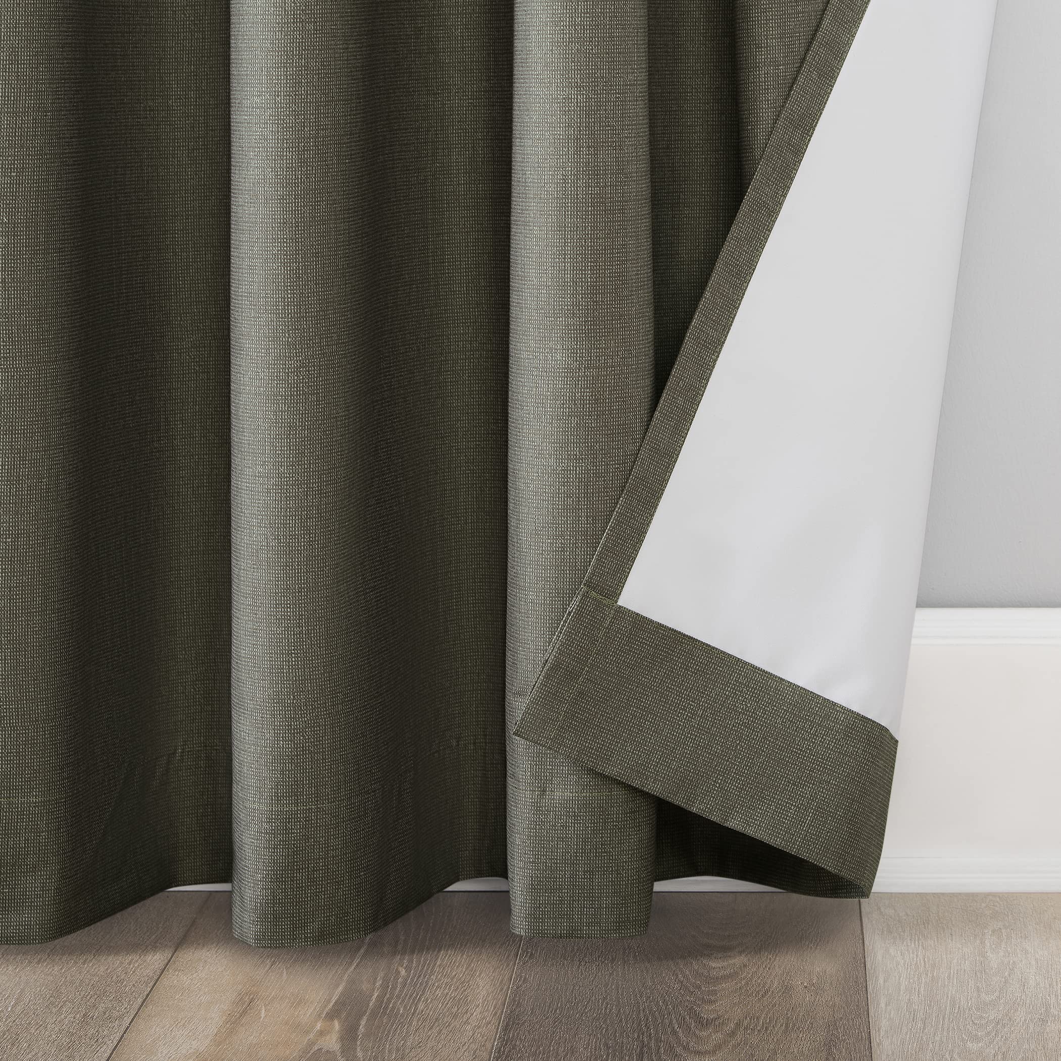 Sun Zero Columbia Thermal Insulated 100% Blackout Grommet Curtain Single Panel, 50" x 63", Olive Green