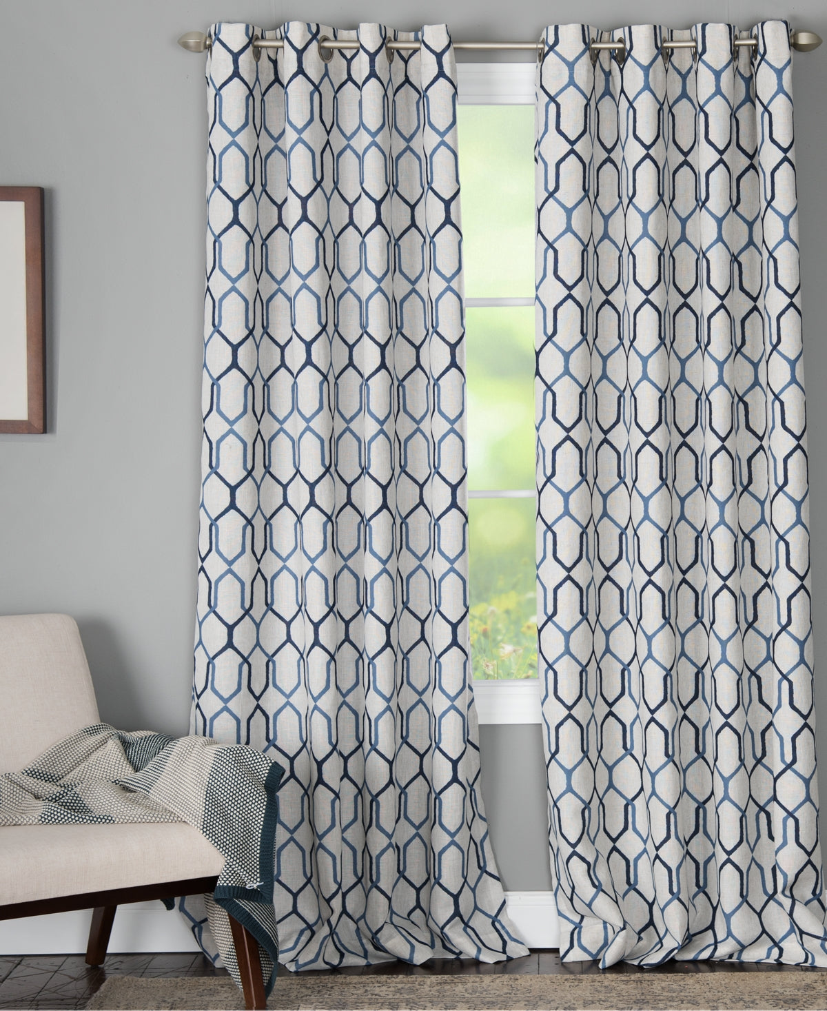 Closeout! Miller Curtains Alain 50" x 95" Geo-Print Energy-Efficient Window Panel