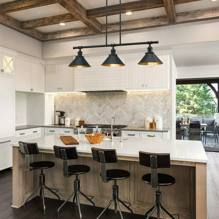 3-Light Industrial Pendant Lighting for Kitchen Island Matte Black Dining Room Light Fixture