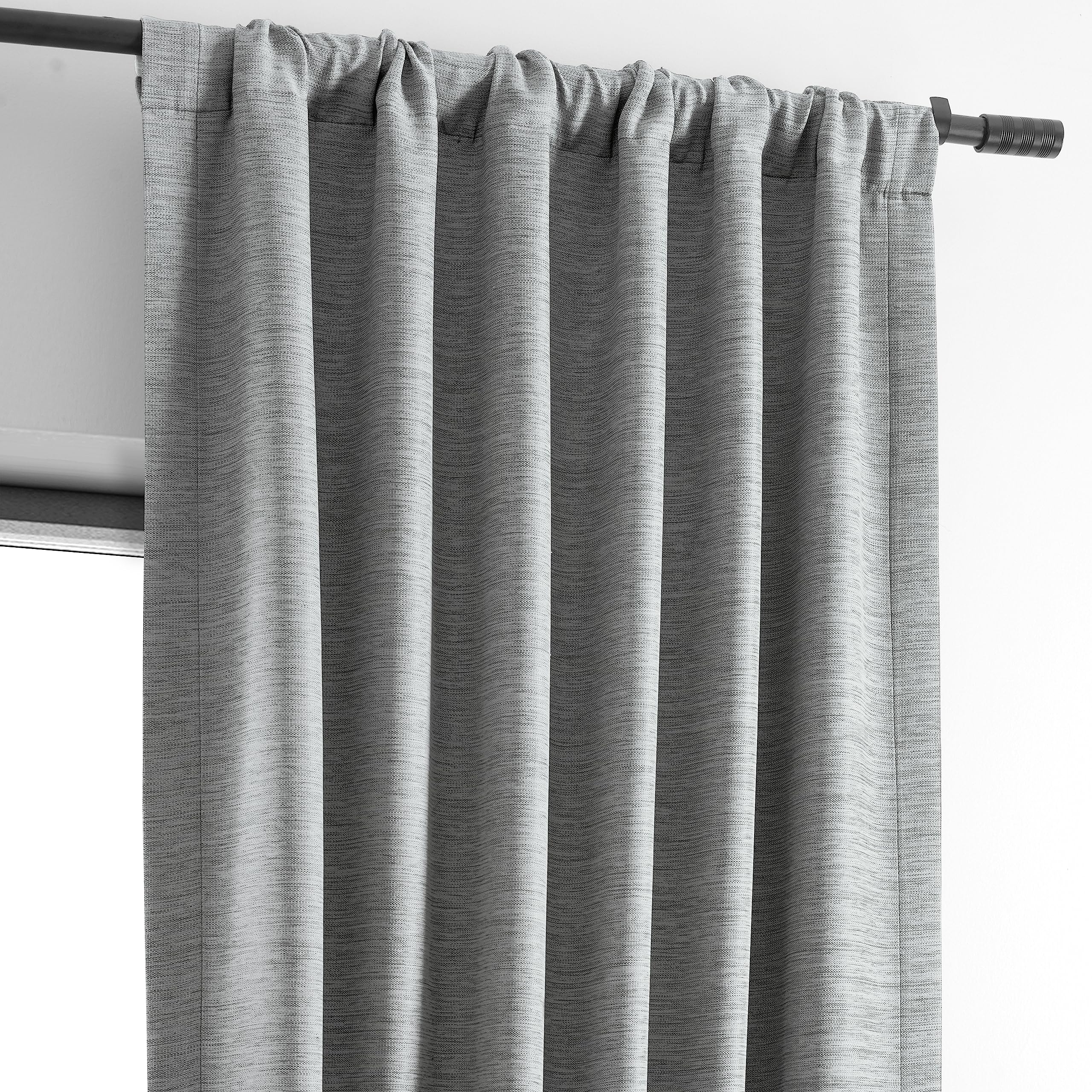 HPD Half Price Drapes Bellino Textured Faux Linen Room Darkening Curtains 108 Inches Long (1 Panel), Curtains for Bedroom & Living Room, 50W x 108L, Vista Grey