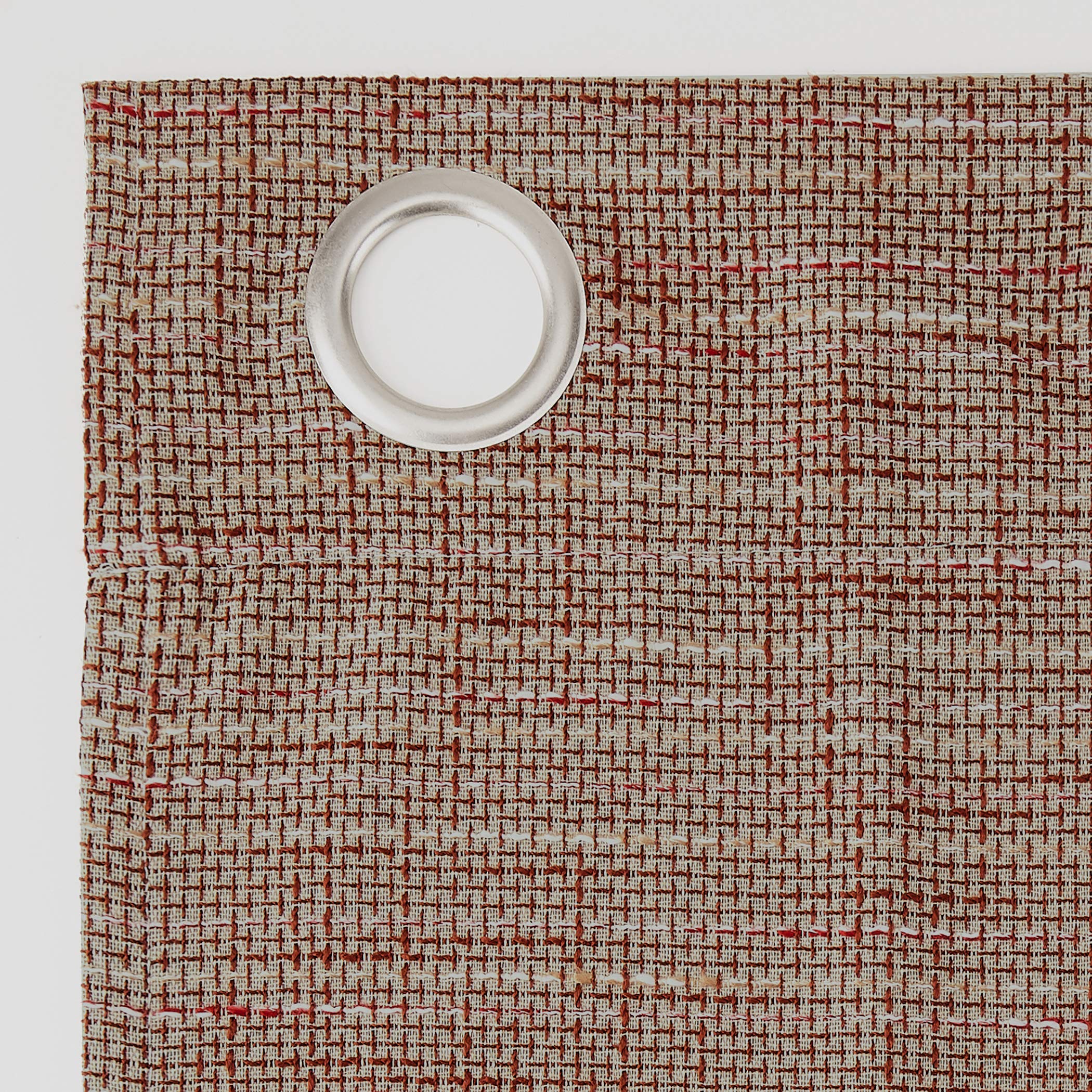 Sun Zero Brooks Burlap Weave Thermal Extreme Total Blackout Grommet Curtain Panel, 52" x 96", Deep Red/Linen