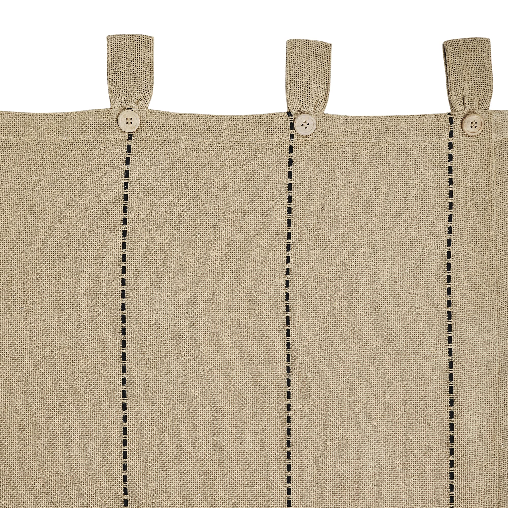 VHC Brands Stitched Burlap Curtain Valance, Natural, 16x72