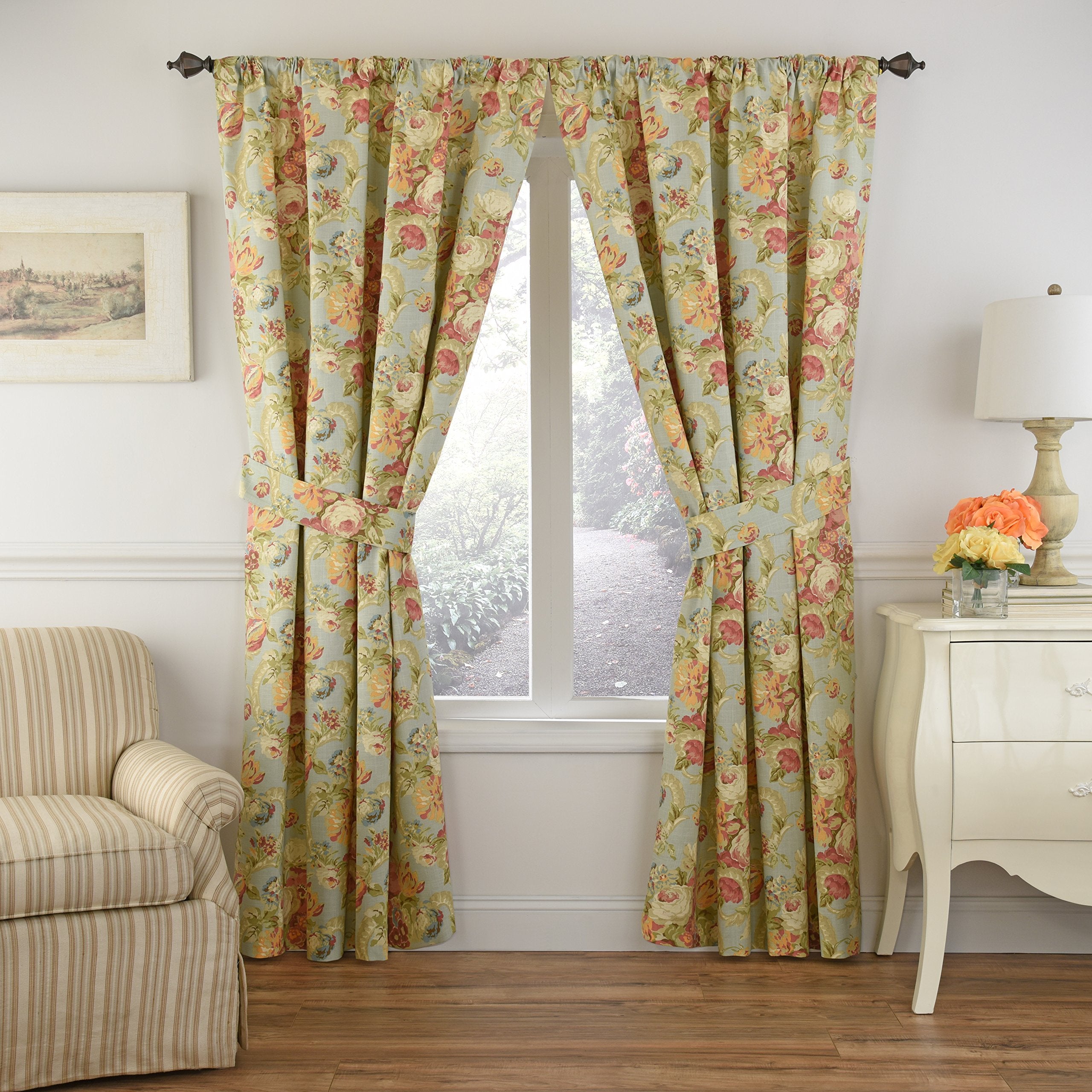 Waverly Spring Bling Rod Pocket Curtains for Living Room, Single Panel, 52" x 84", Vapor