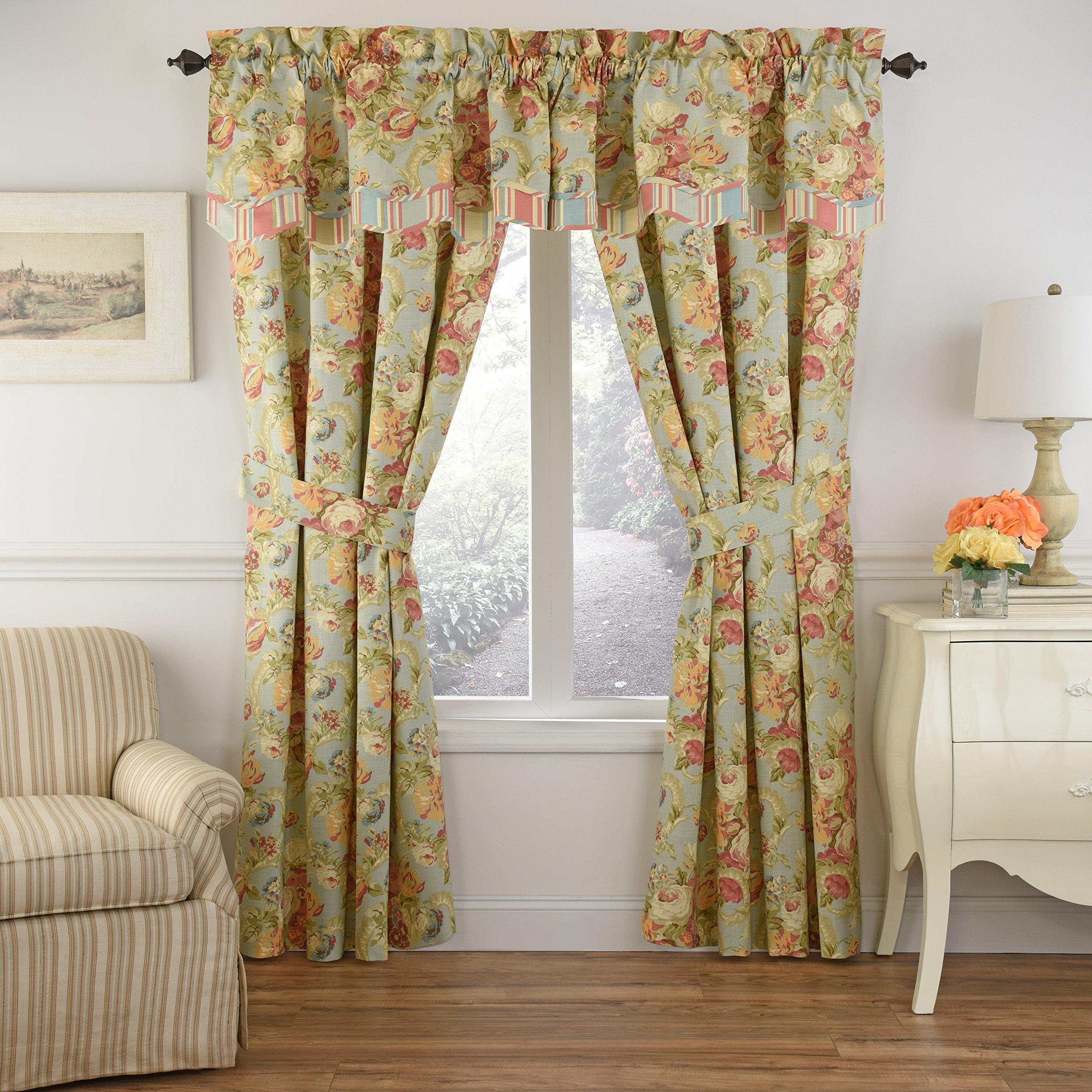 Waverly Spring Bling Rod Pocket Curtains for Living Room, Single Panel, 52" x 84", Vapor