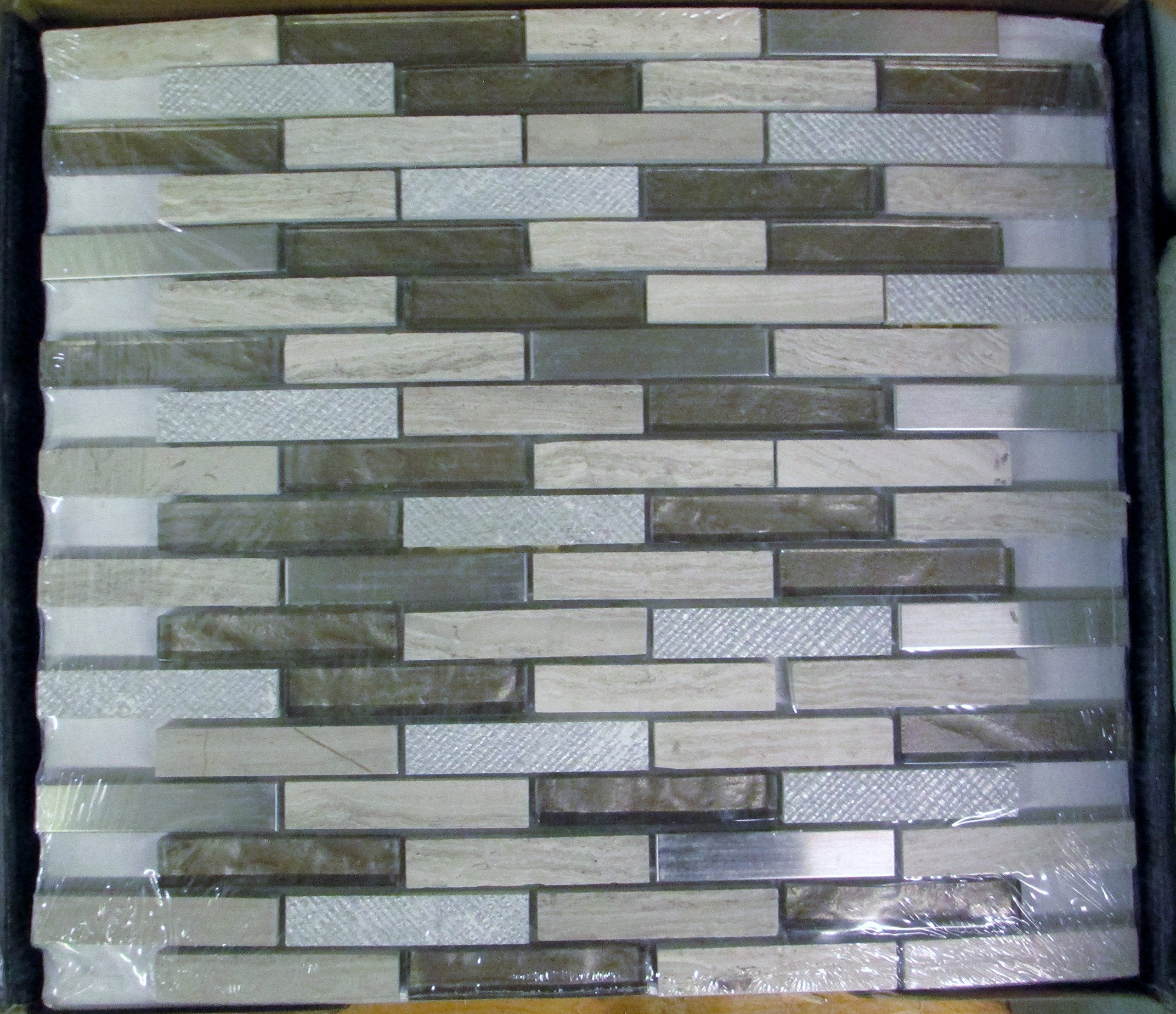 Diamante Brick 12 in. x 12 in. x 8 mm Glass Stone Mesh-Mounted Mosaic Tile