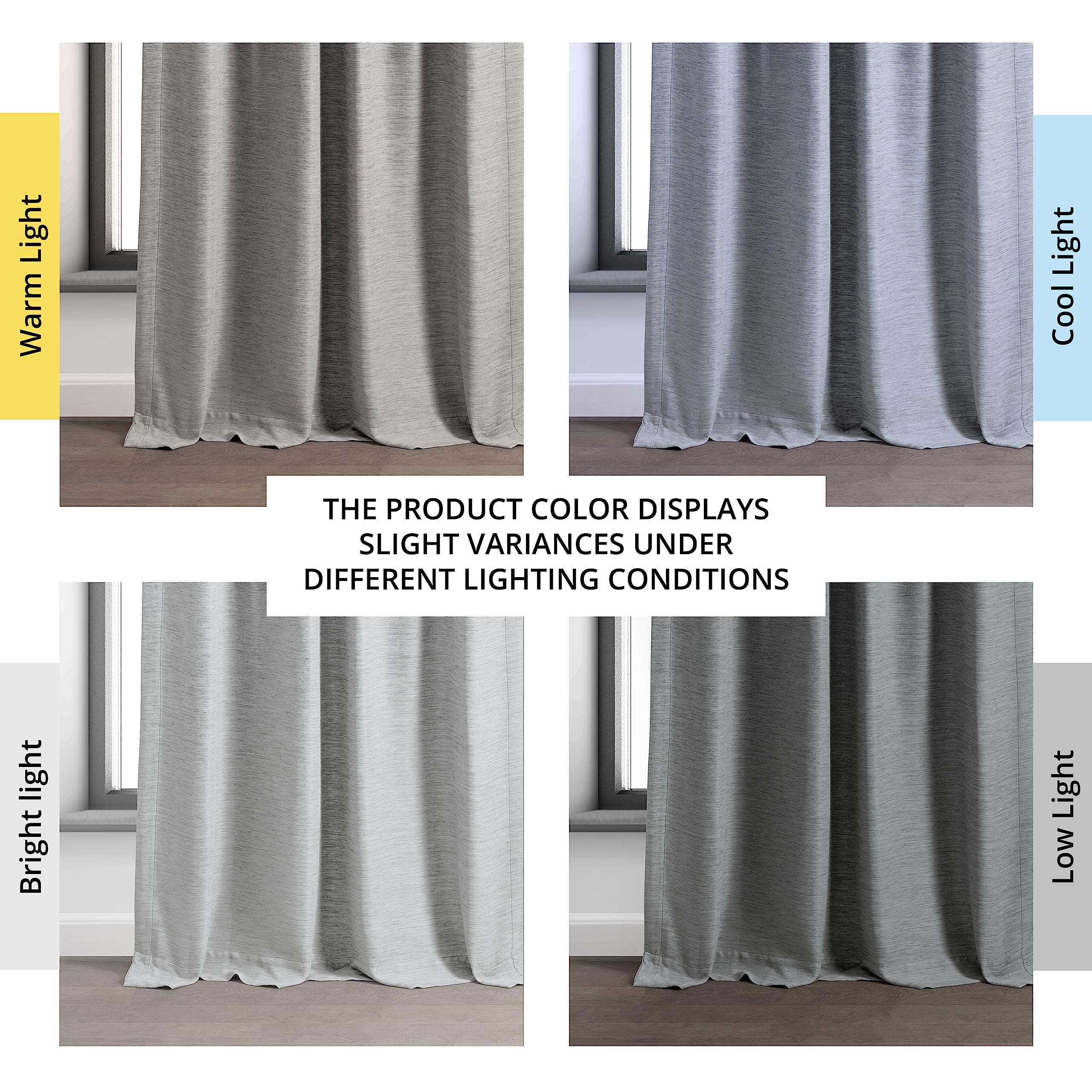 HPD Half Price Drapes Bellino Textured Faux Linen Room Darkening Curtains 108 Inches Long (1 Panel), Curtains for Bedroom & Living Room, 50W x 108L, Vista Grey