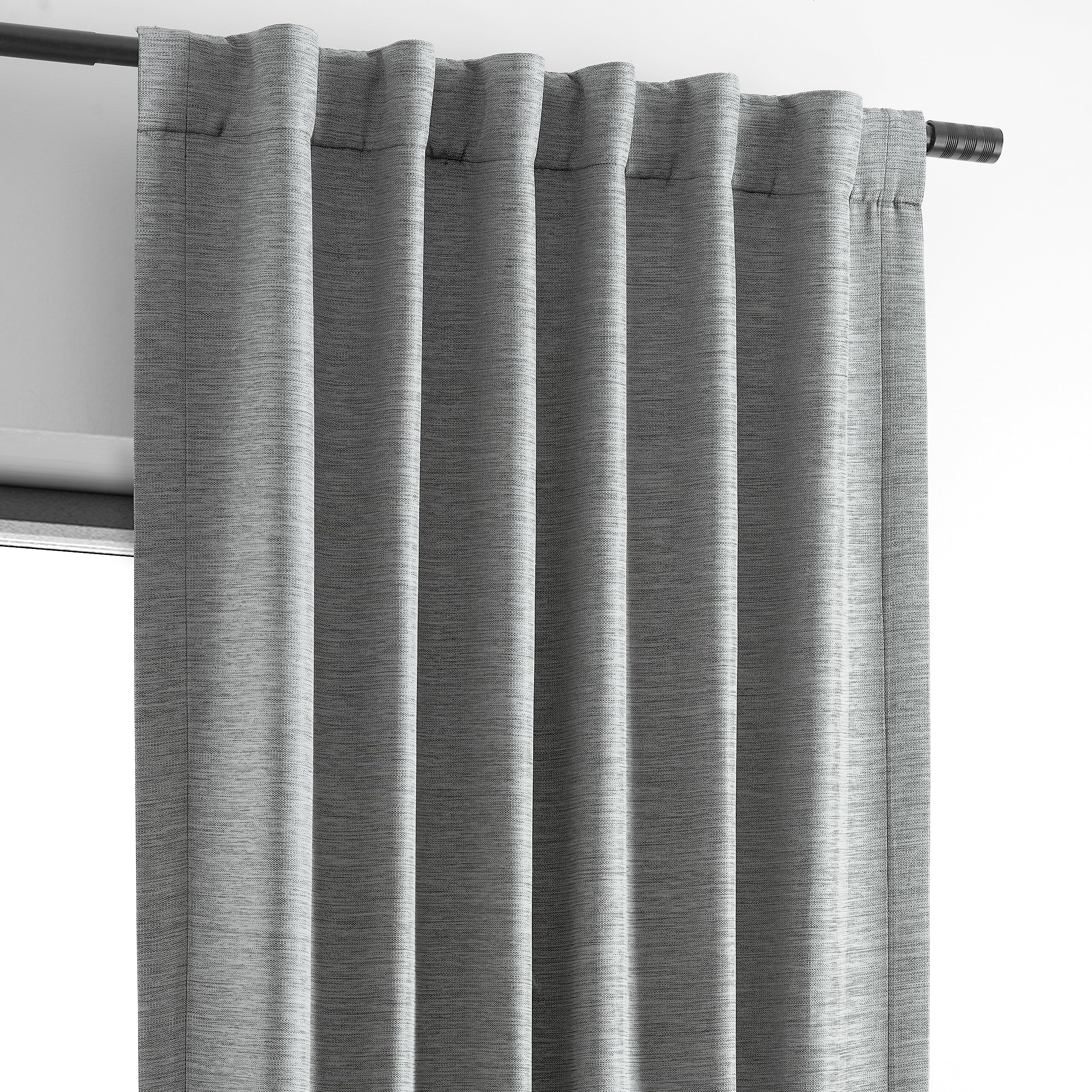 HPD Half Price Drapes Bellino Textured Faux Linen Room Darkening Curtains 108 Inches Long (1 Panel), Curtains for Bedroom & Living Room, 50W x 108L, Vista Grey